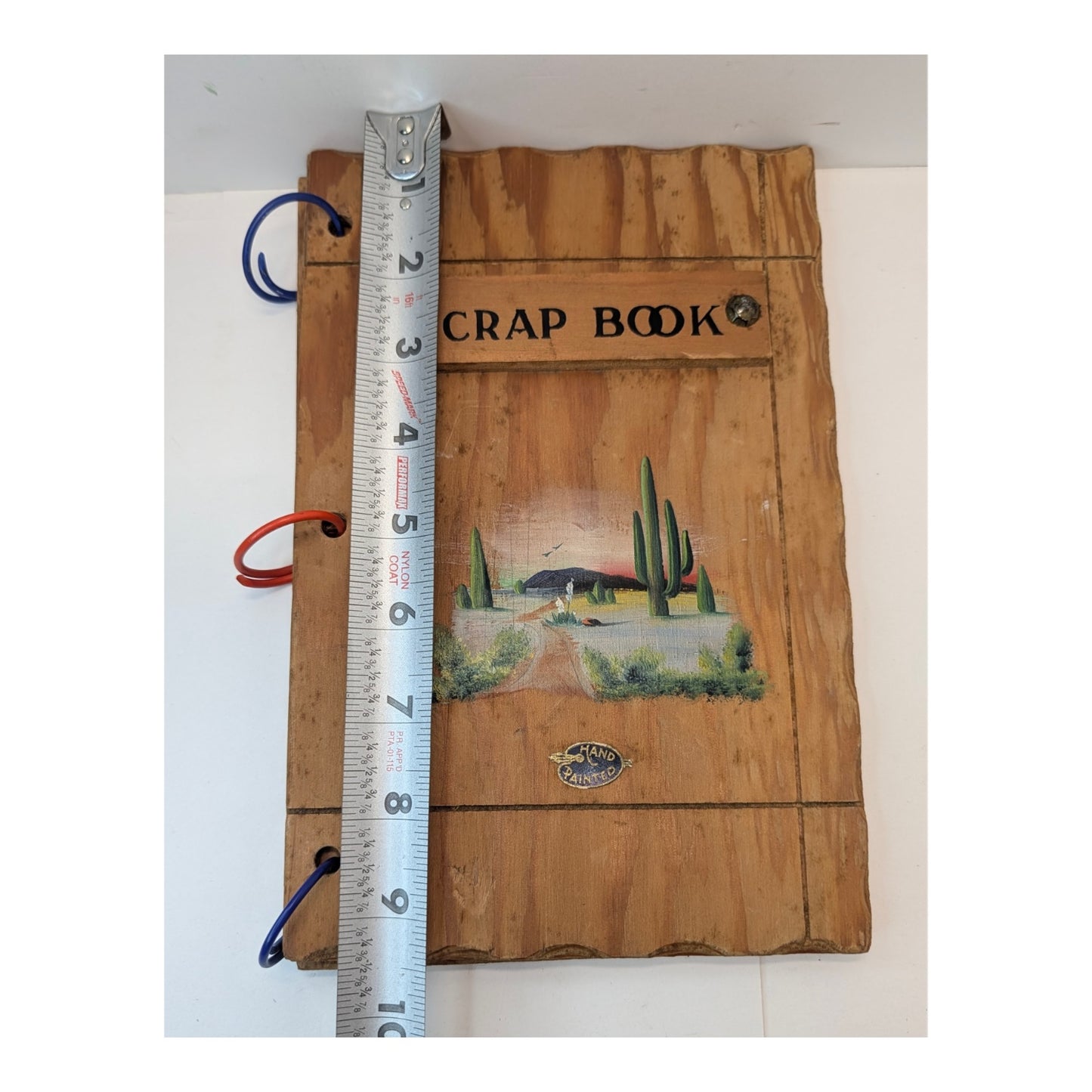Lot of 2 Vintage 1950s Scrapbooks Hand Painted Wood & Suede Yellowstone