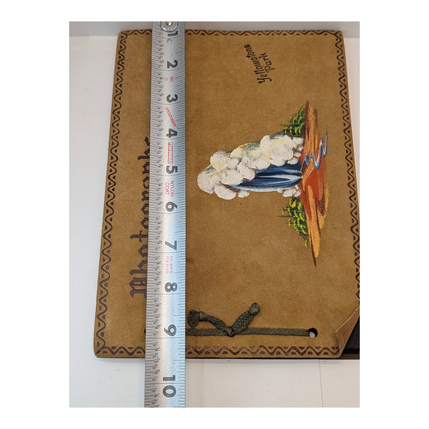 Lot of 2 Vintage 1950s Scrapbooks Hand Painted Wood & Suede Yellowstone