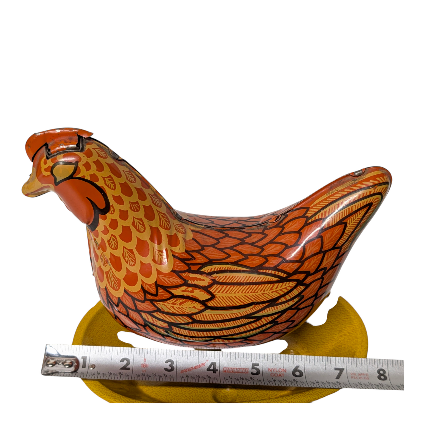 Vintage Yonezawa Tin Litho Pecking Hen Wind-Up Toy Japan 1950s