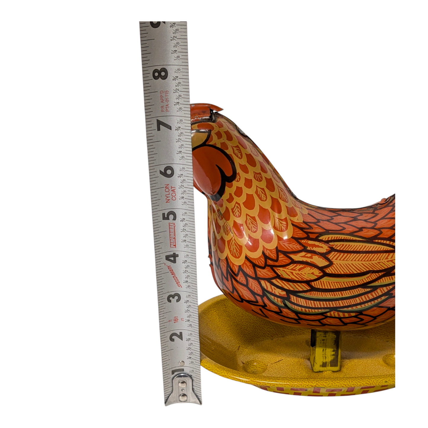 Vintage Yonezawa Tin Litho Pecking Hen Wind-Up Toy Japan 1950s