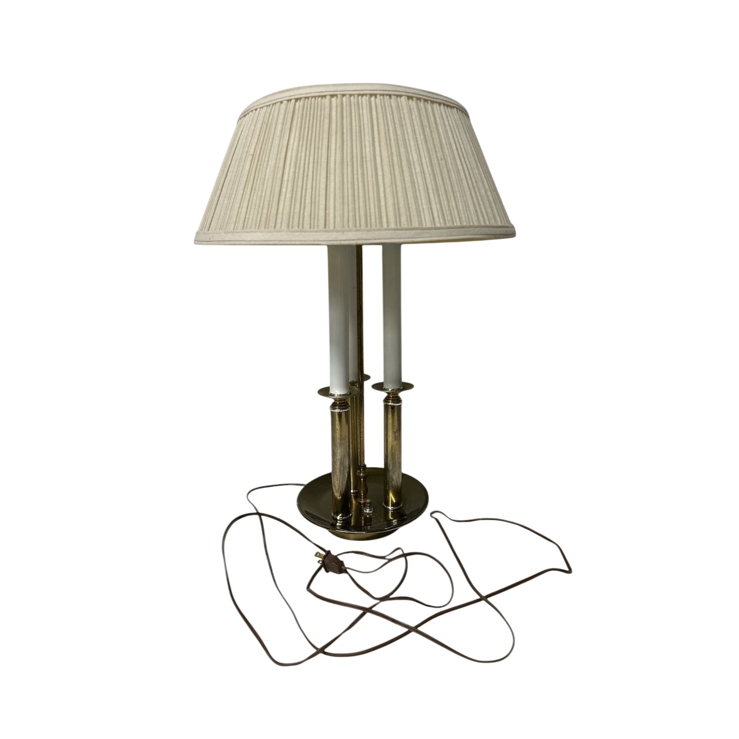 Vintage Neoclassical 3-Arm Brass Candelabra Table Lamp