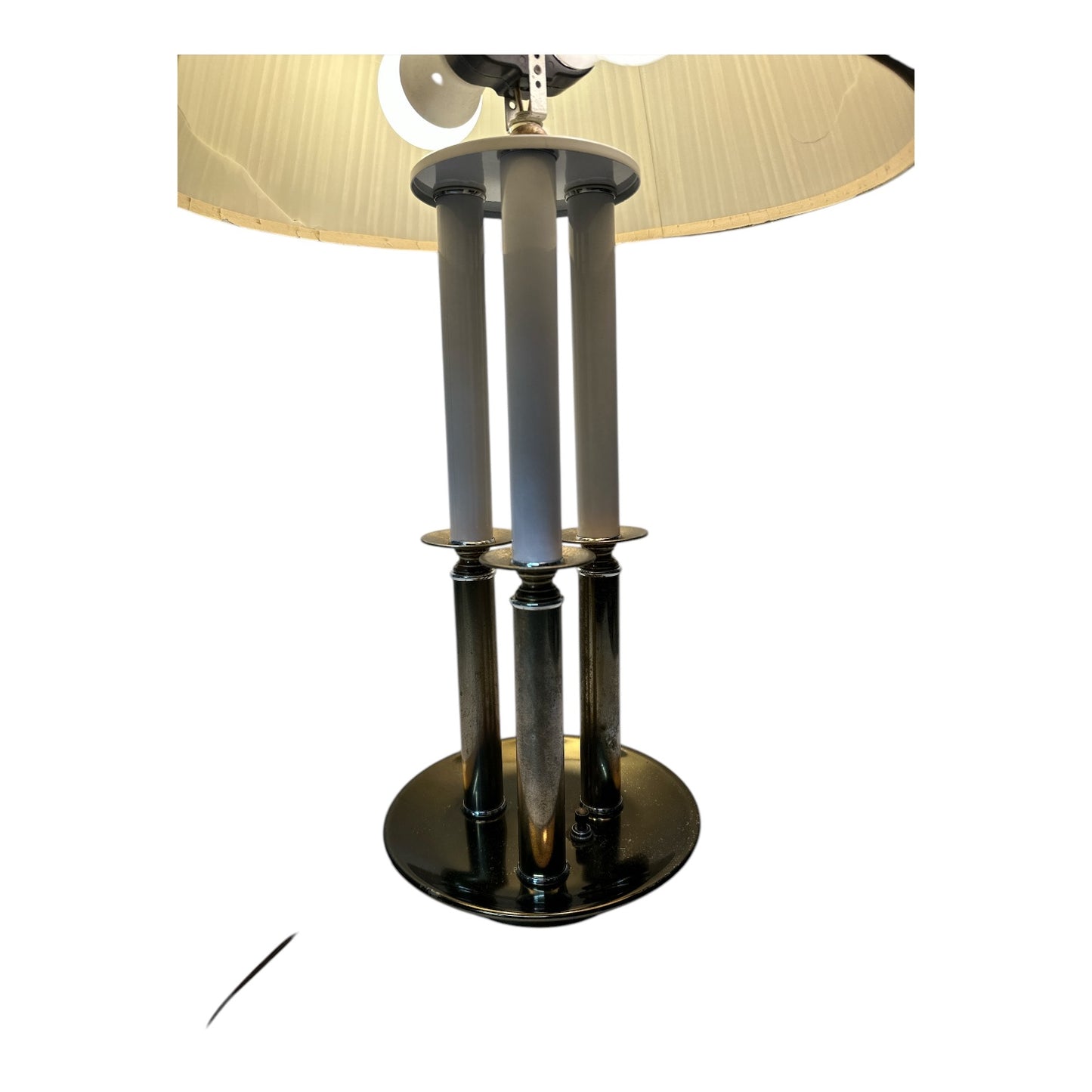 Vintage Neoclassical 3-Arm Brass Candelabra Table Lamp