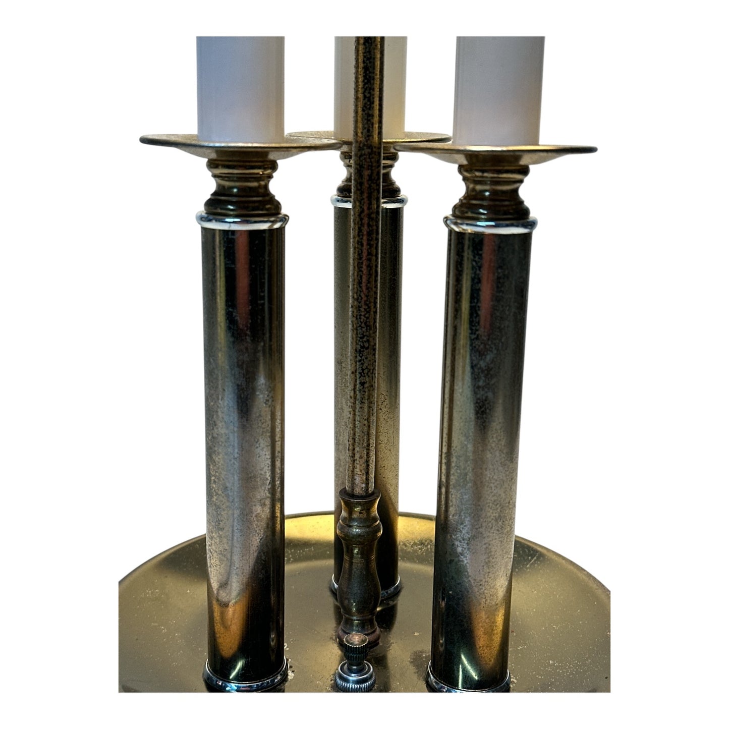 Vintage Neoclassical 3-Arm Brass Candelabra Table Lamp