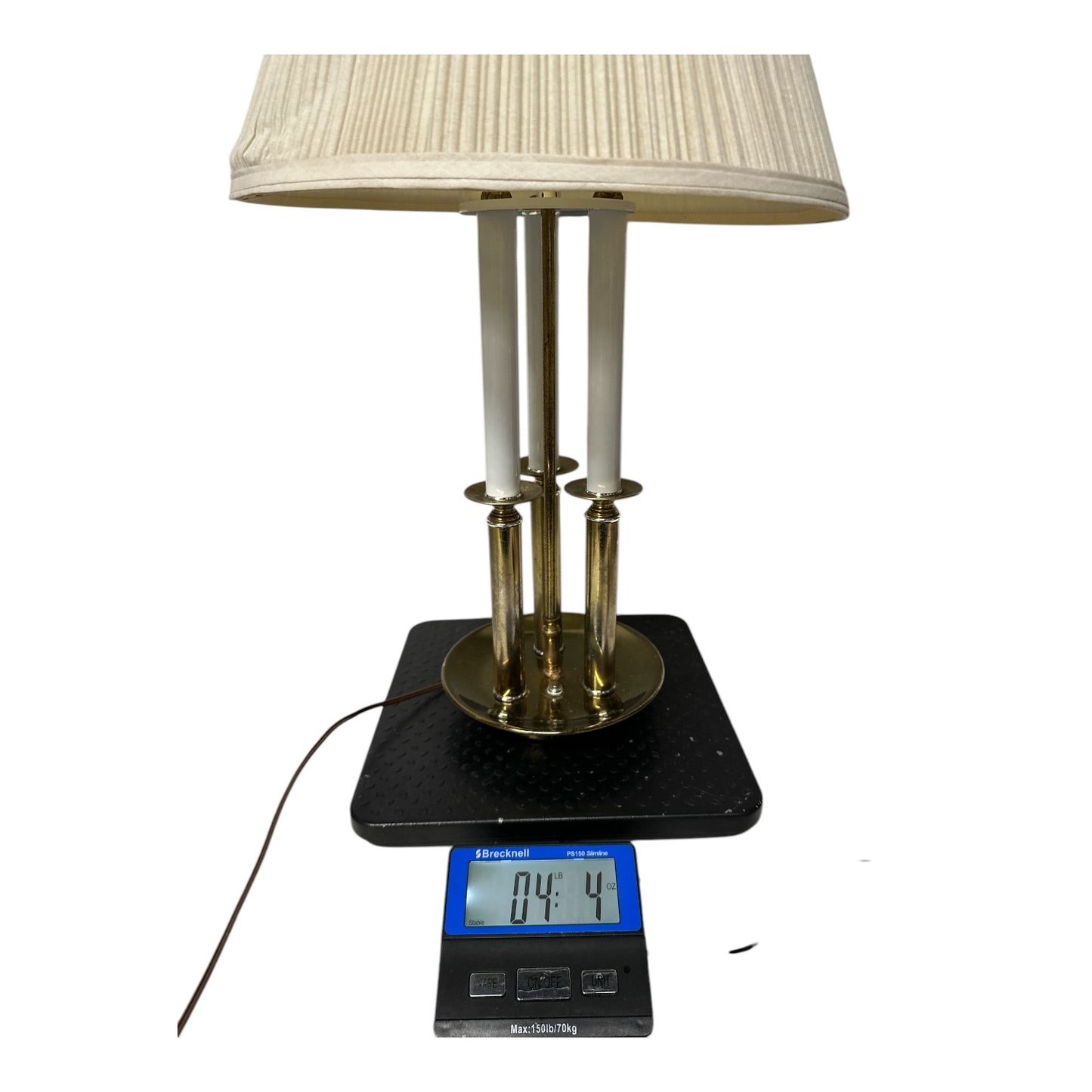 Vintage Neoclassical 3-Arm Brass Candelabra Table Lamp