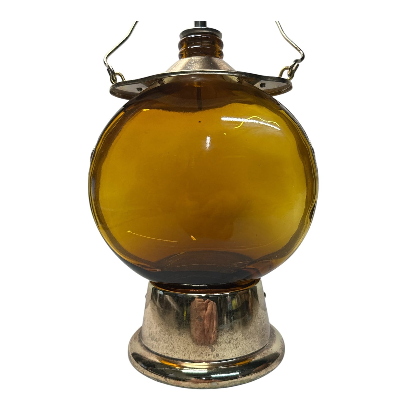Vintage 1960s Musical Lantern Decanter 'How Dry I Am' Amber Glass Barware