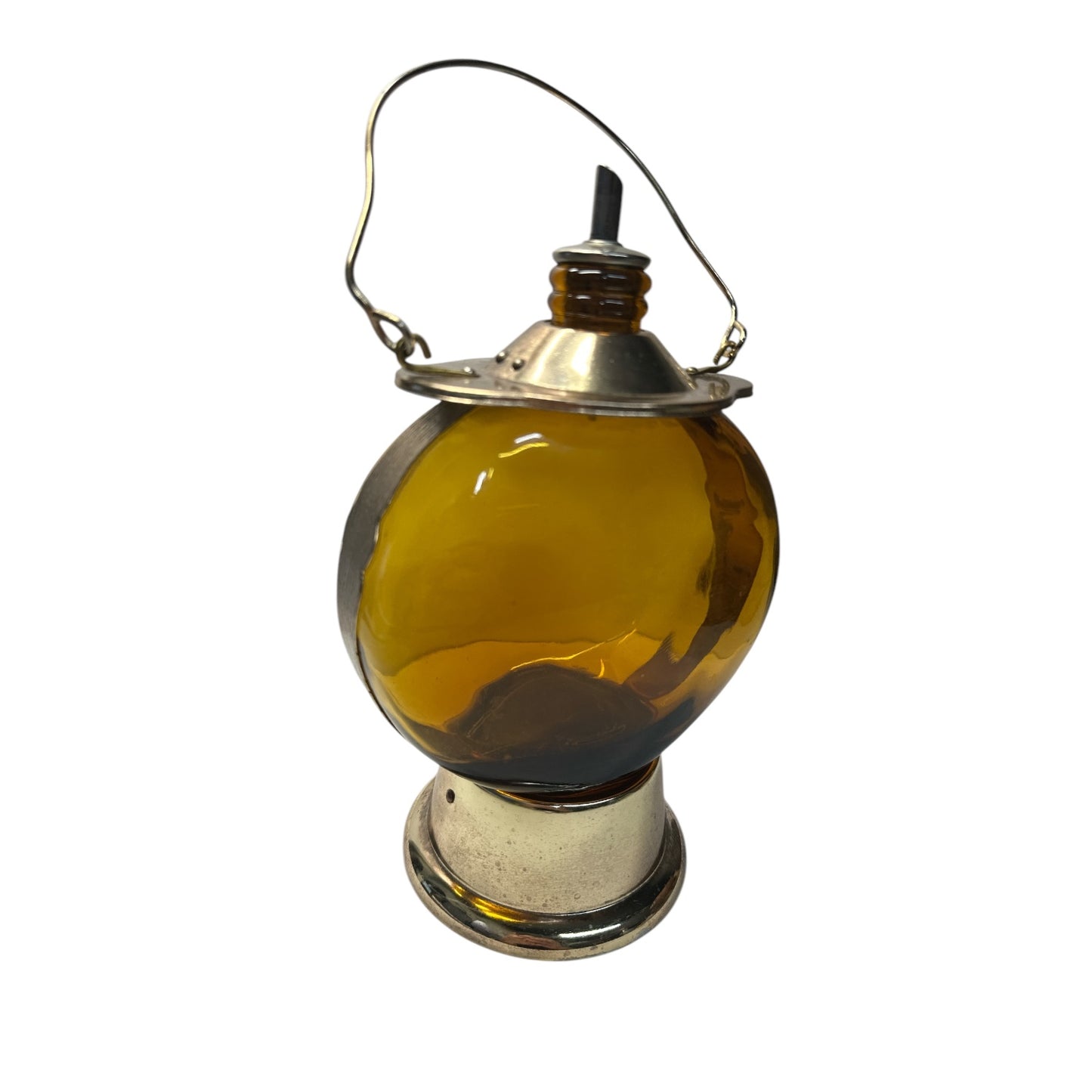 Vintage 1960s Musical Lantern Decanter 'How Dry I Am' Amber Glass Barware