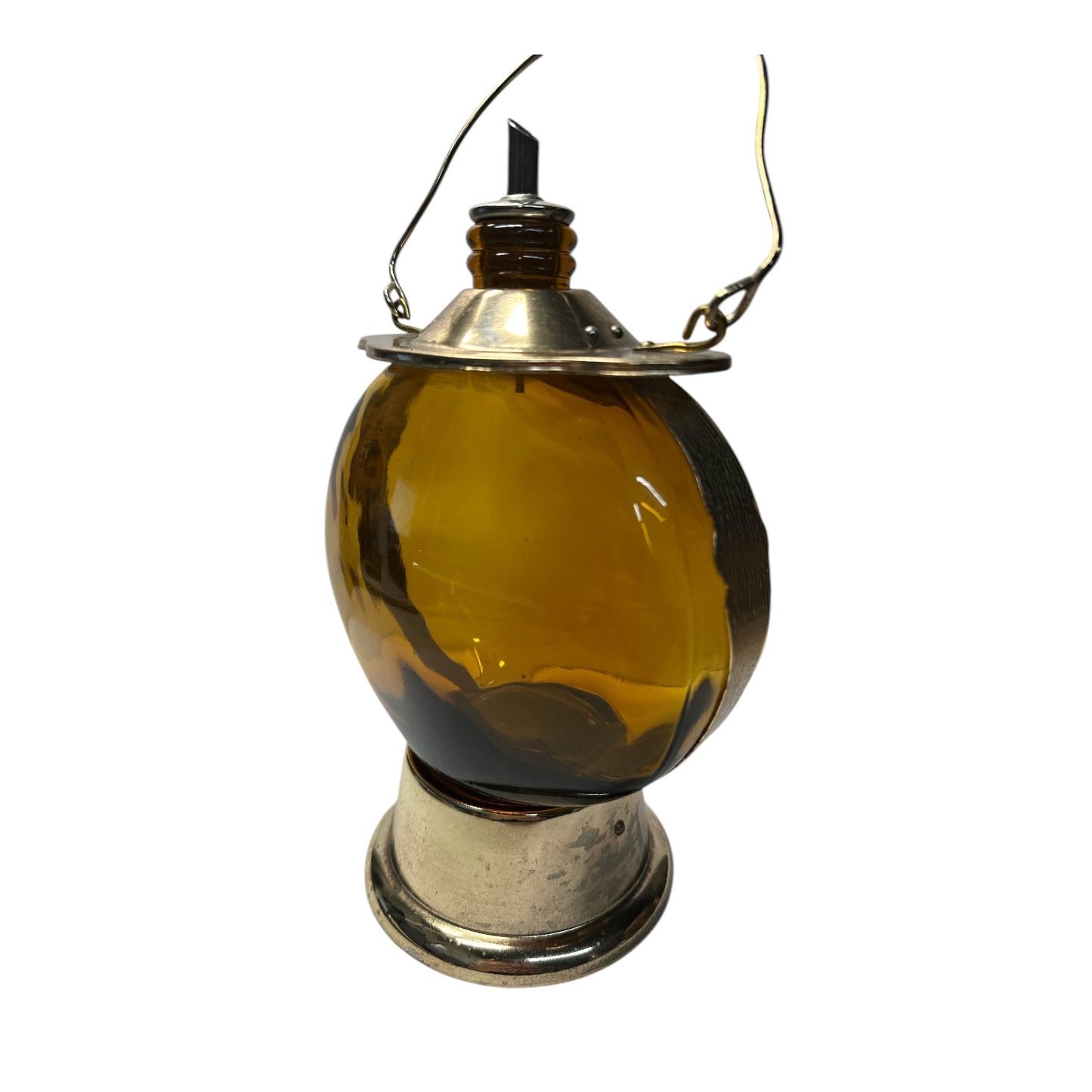 Vintage 1960s Musical Lantern Decanter 'How Dry I Am' Amber Glass Barware
