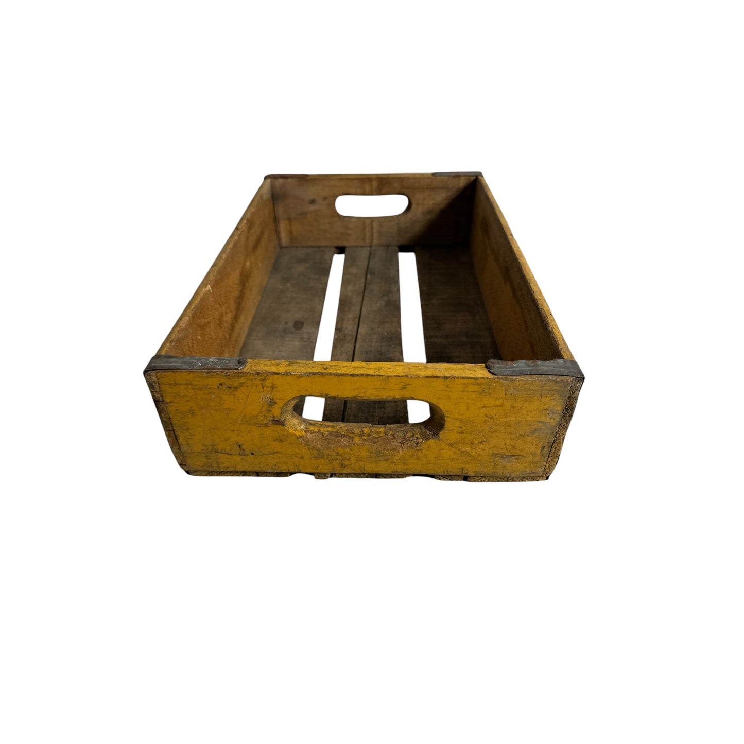 Vintage Yellow Coca-Cola Wood Crate Mid-Century Industrial Farmhouse Decor
