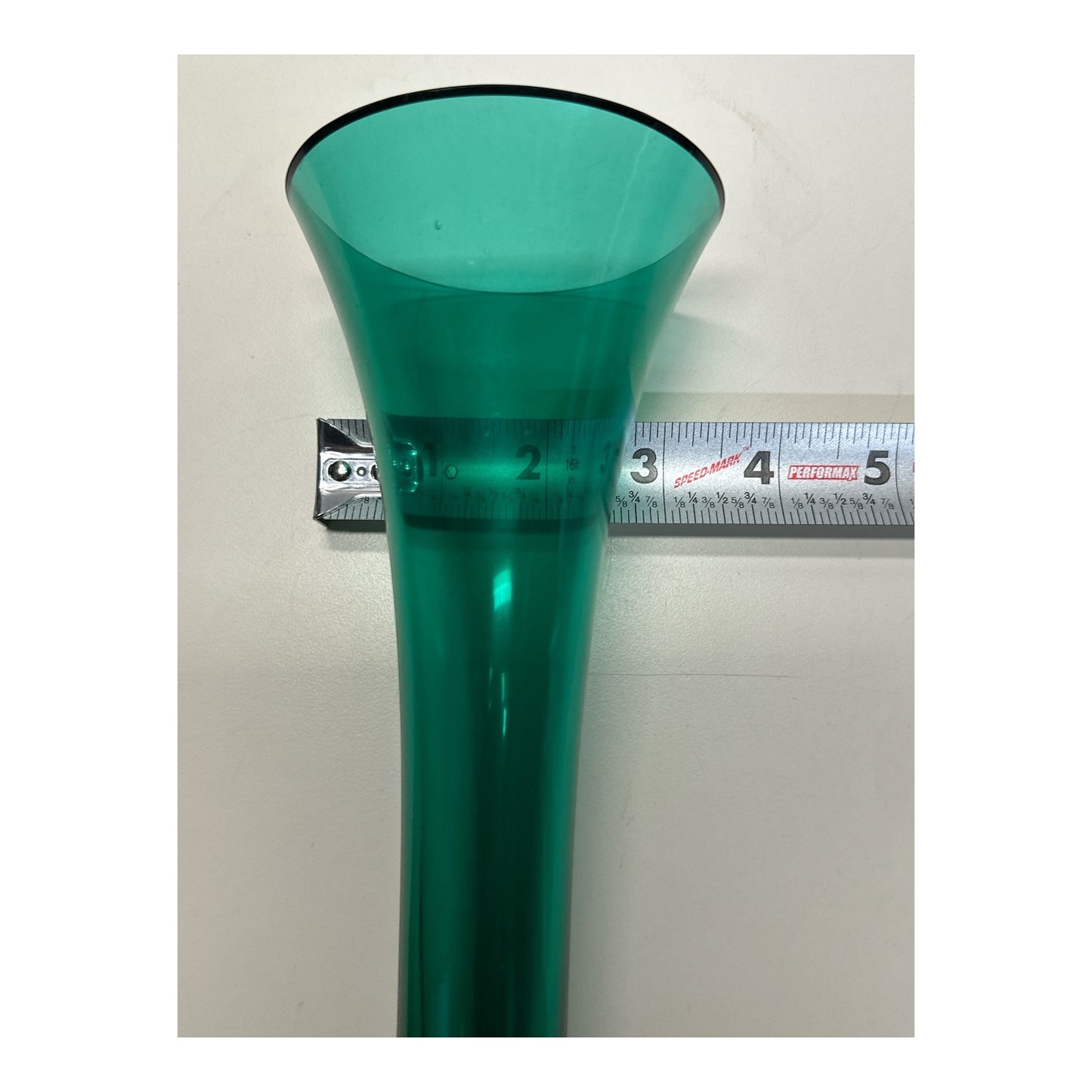 Vintage Czech Art Glass Trumpet Vase Emerald Green & Chartreuse Base
