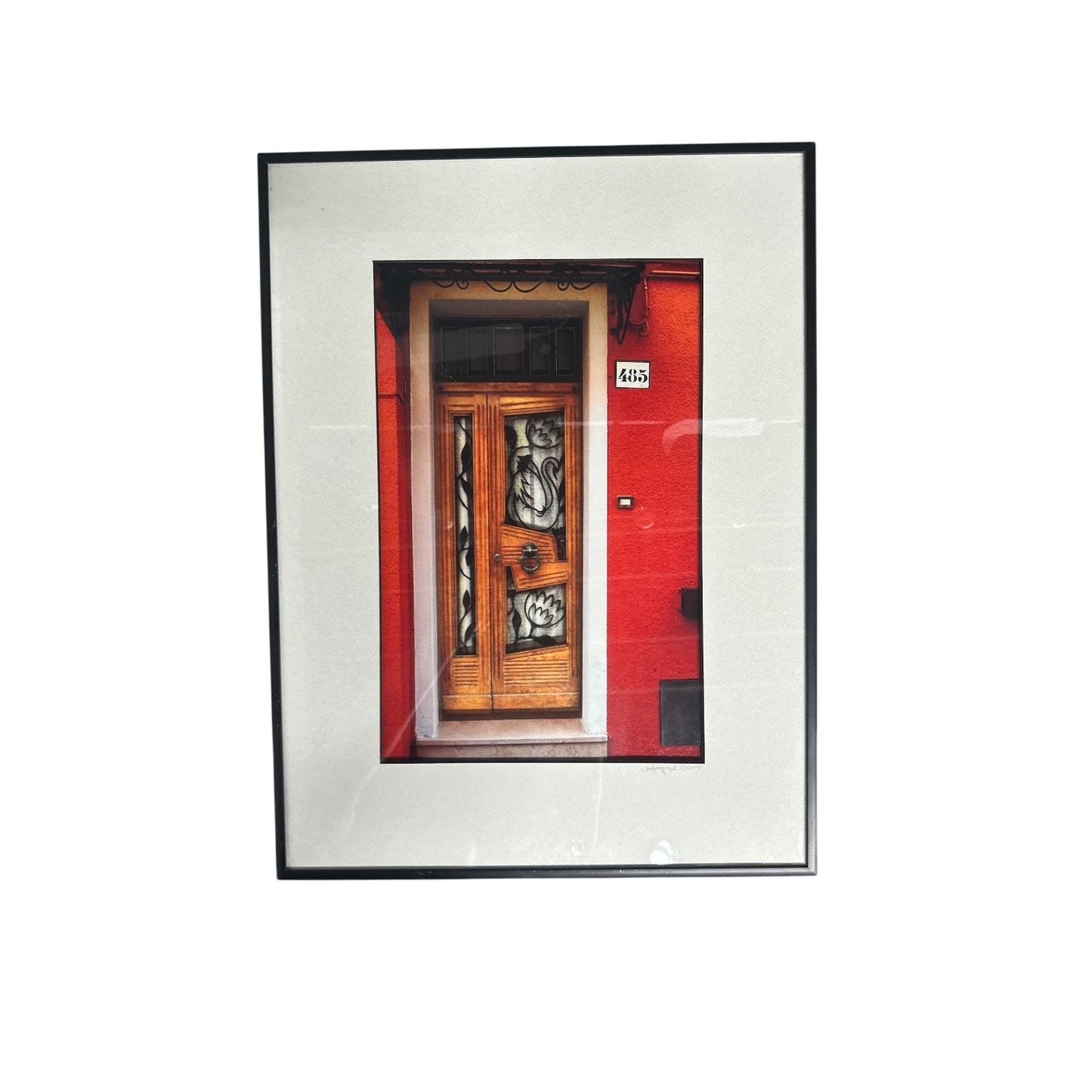 Signed Jan Holloppek 2004 Framed Photo Art, Burano Italy Door