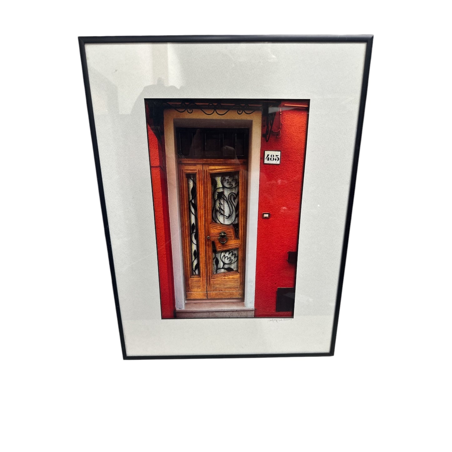 Signed Jan Holloppek 2004 Framed Photo Art, Burano Italy Door