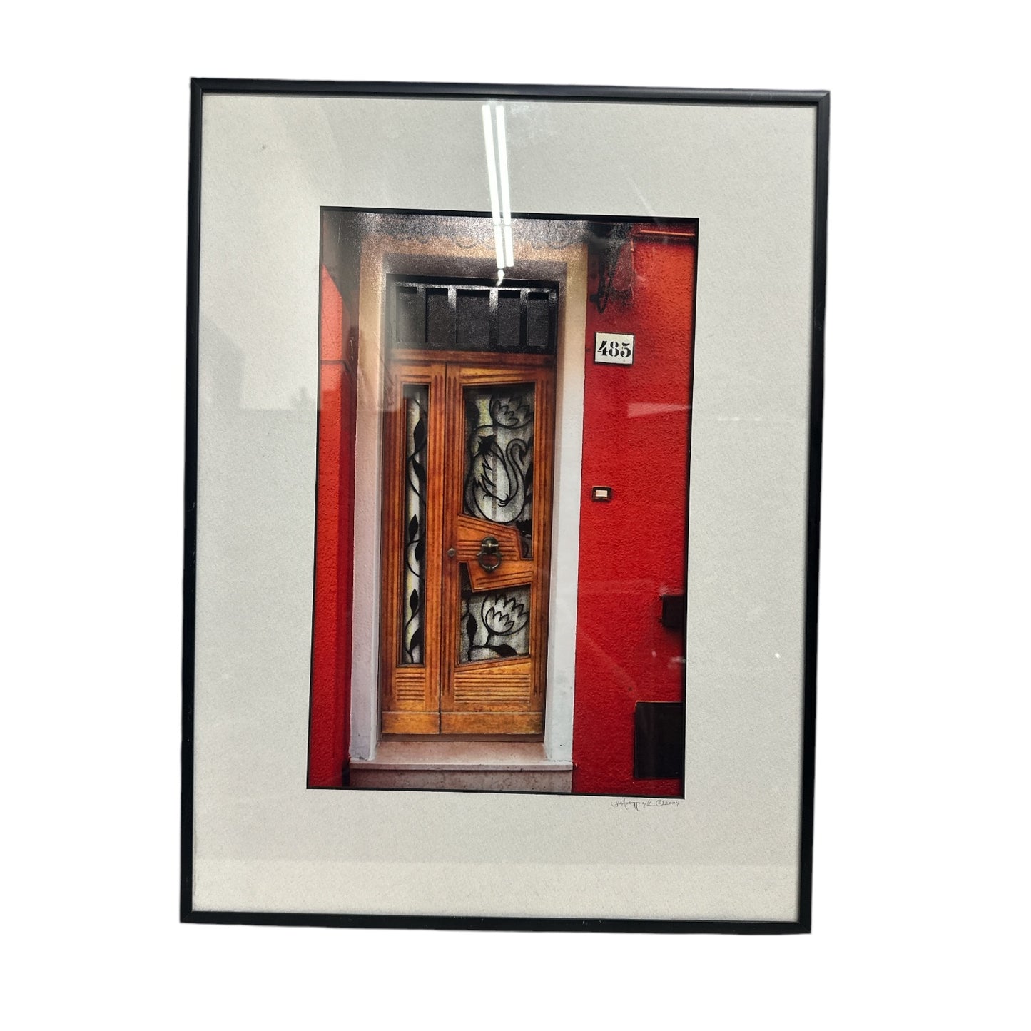 Signed Jan Holloppek 2004 Framed Photo Art, Burano Italy Door