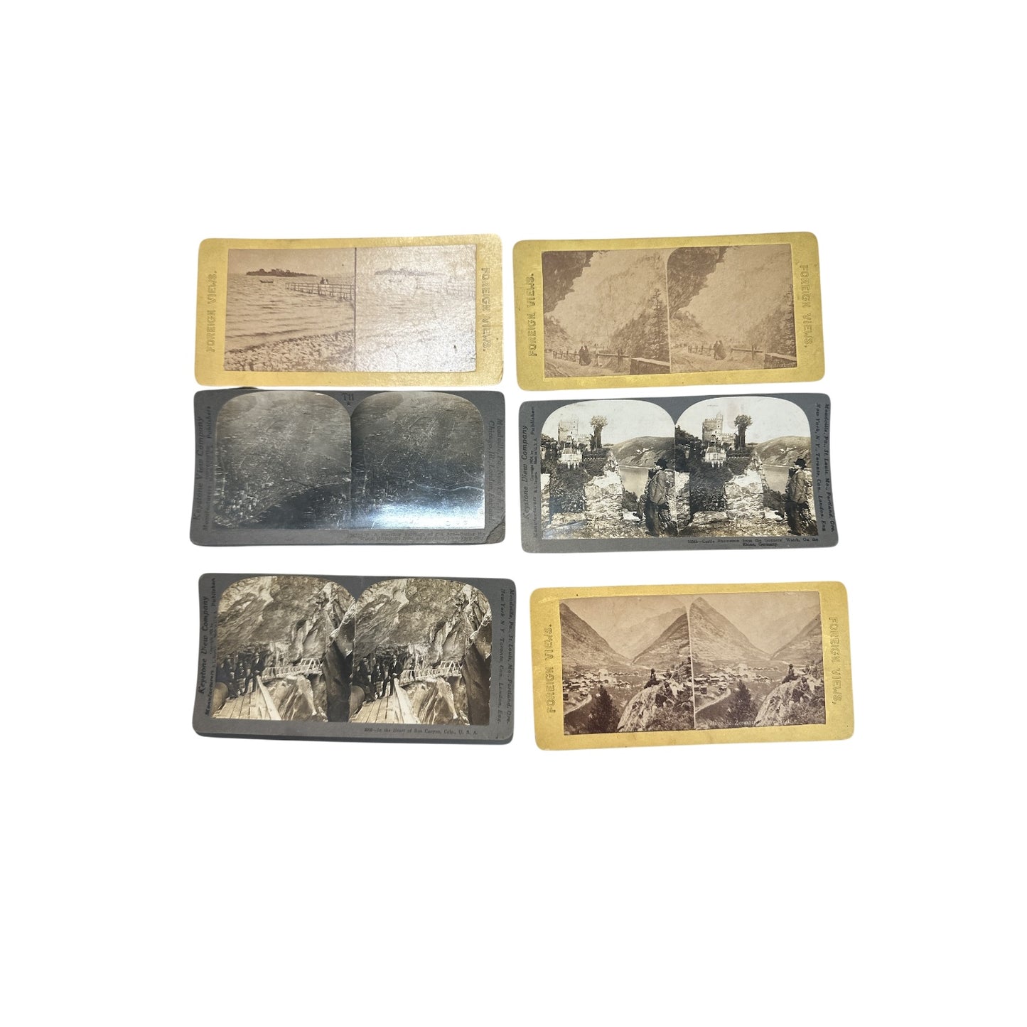 Antique Stereoview Card Lot (6) Keystone & Foreign Views c. 1880-1904