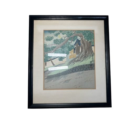 Tomikichiro Tokuriki Shoren-in Temple Japanese Woodblock Print, Mid-Century Art