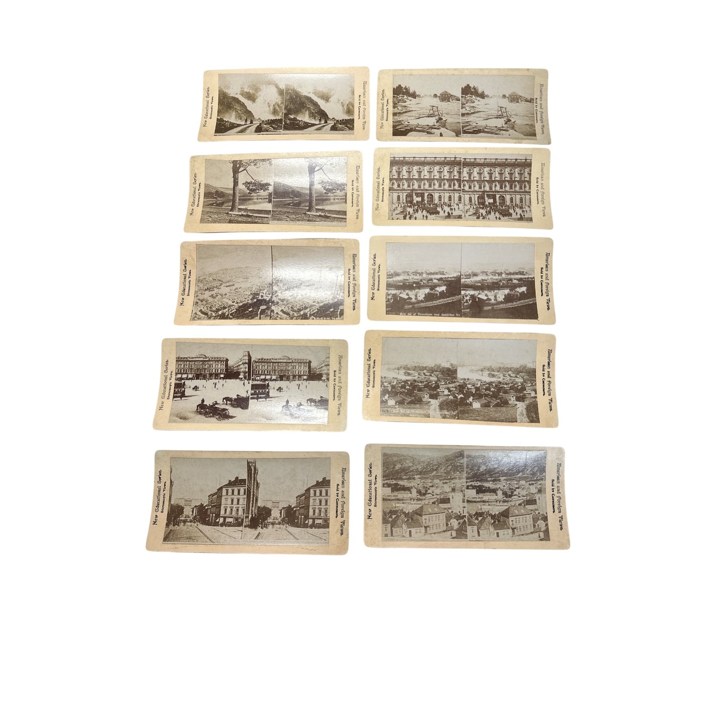 Antique Stereoscope Card Lot (10) European Views c. 1900 Educational Series