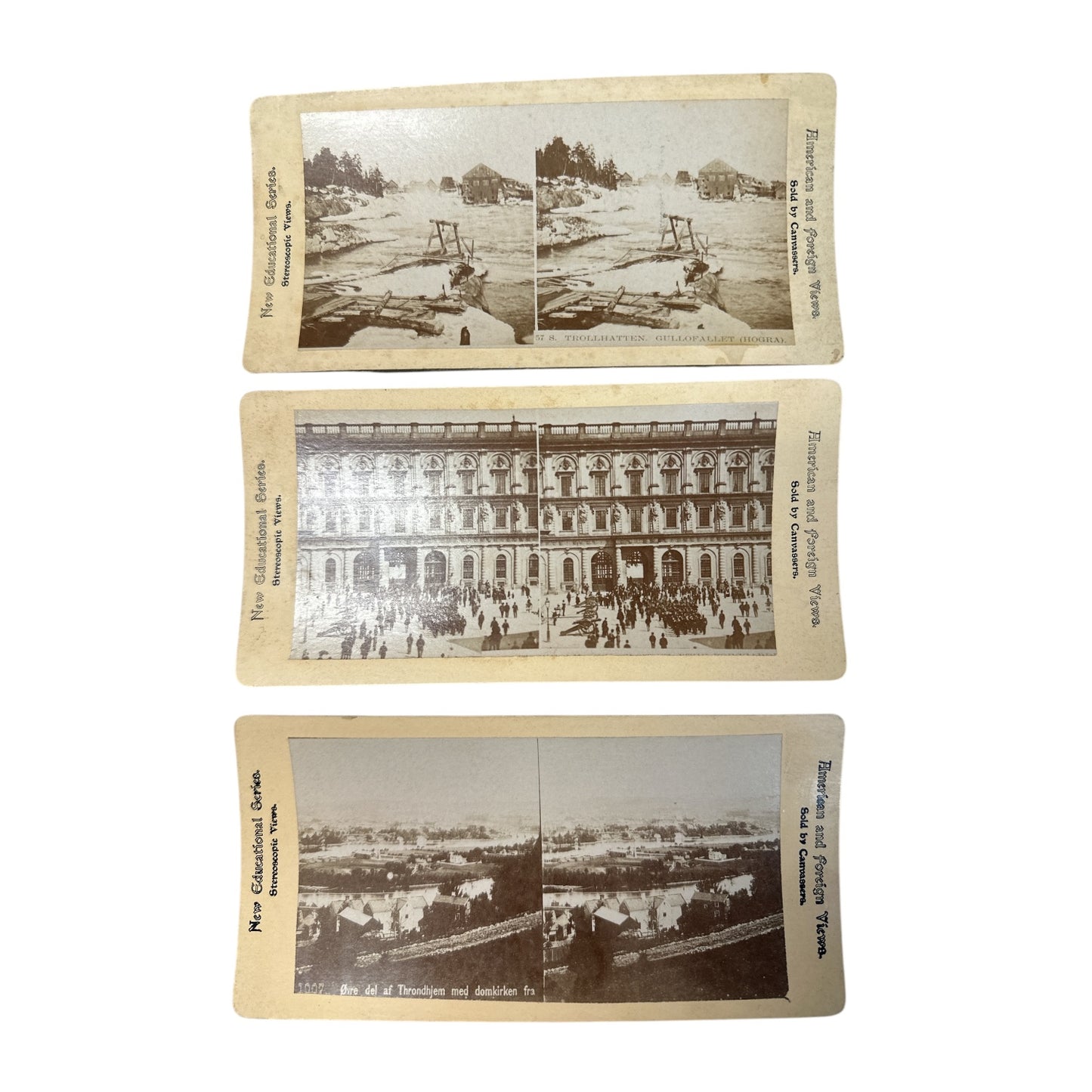 Antique Stereoscope Card Lot (10) European Views c. 1900 Educational Series