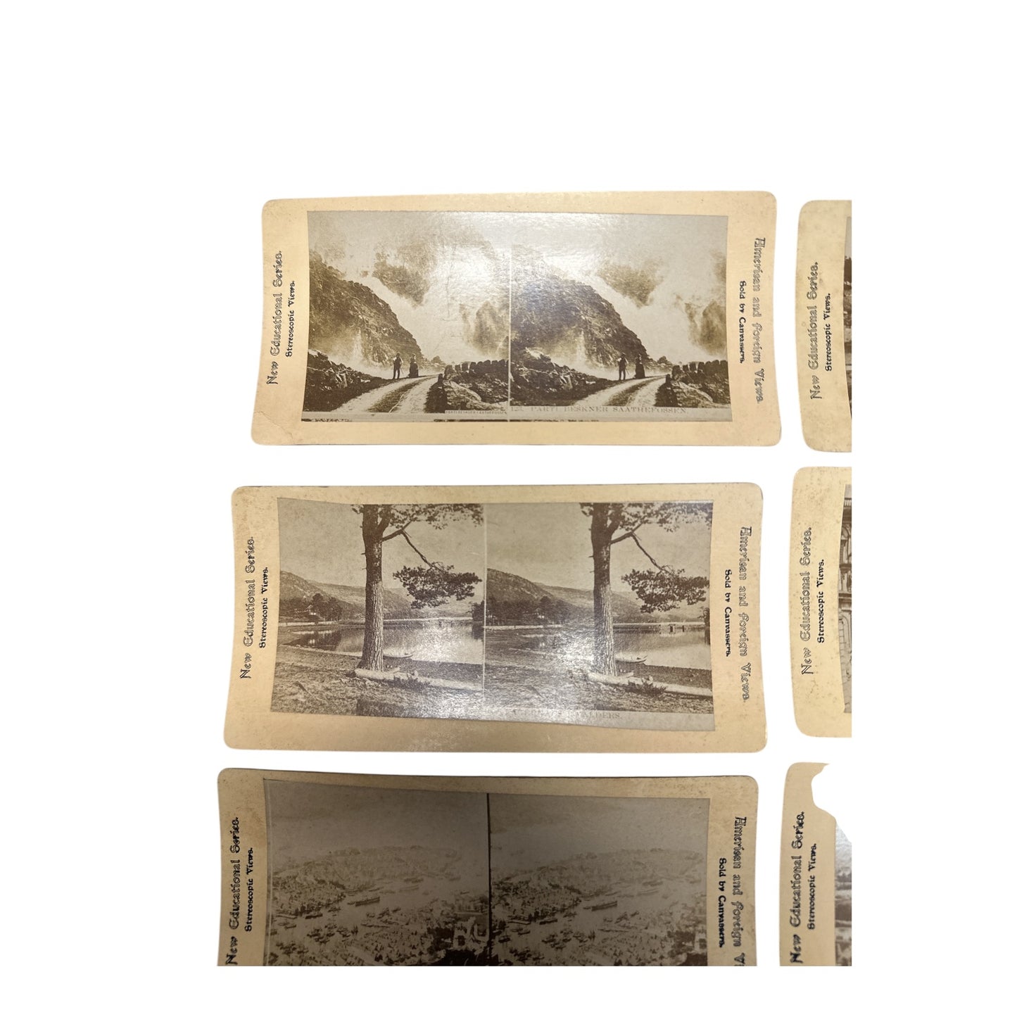 Antique Stereoscope Card Lot (10) European Views c. 1900 Educational Series