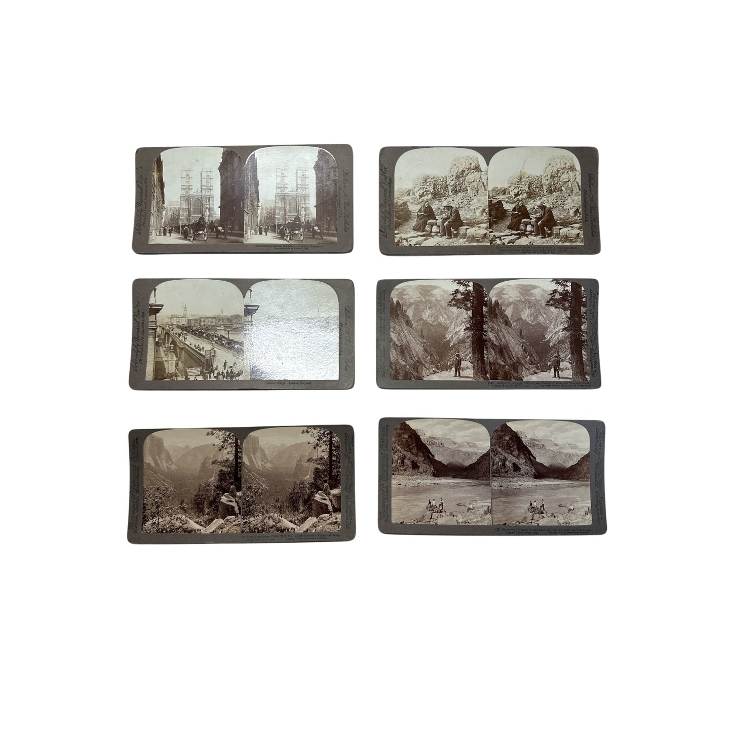 Lot of 6 Antique Stereoview Cards Wm. Rau Yosemite & London c. 1890