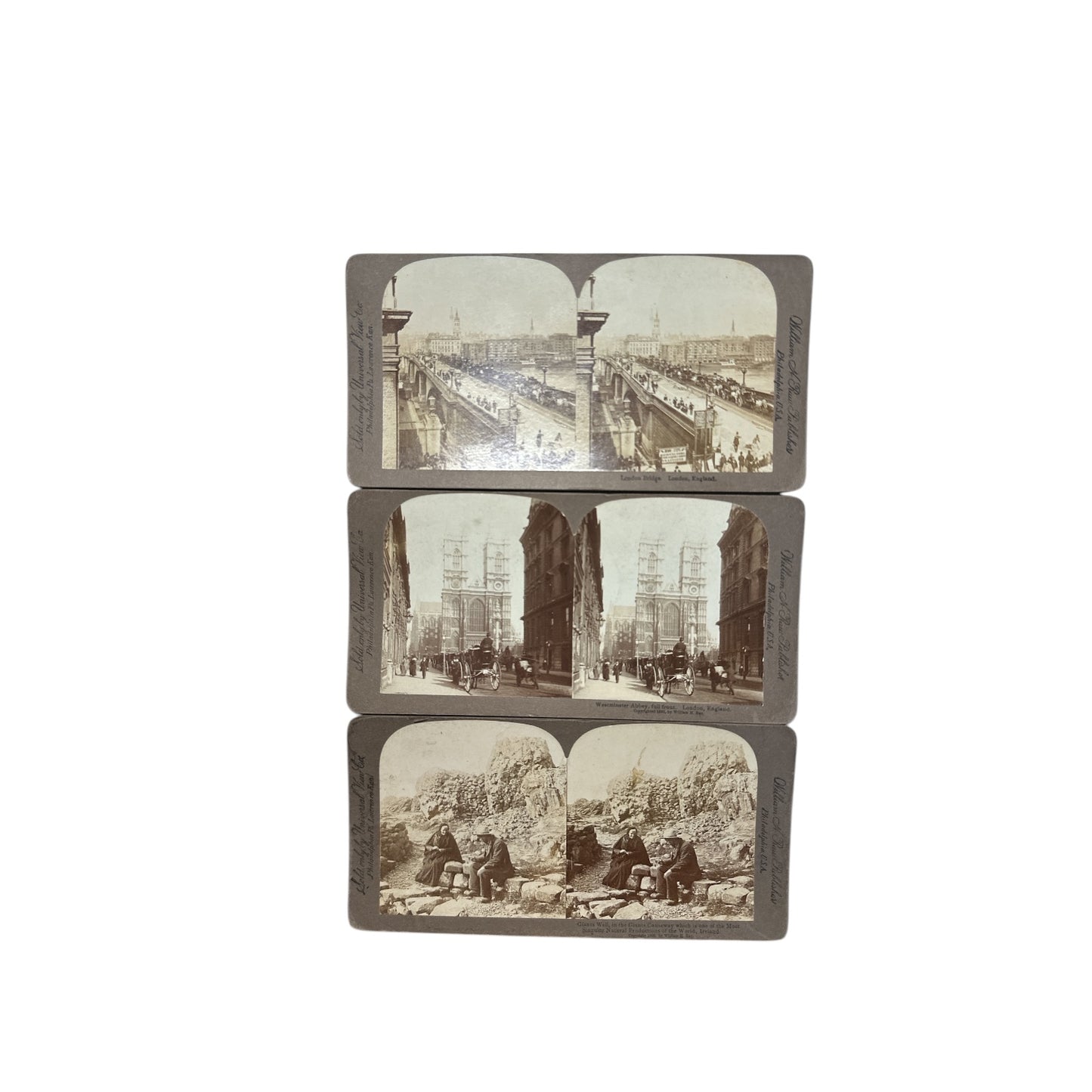 Lot of 6 Antique Stereoview Cards Wm. Rau Yosemite & London c. 1890