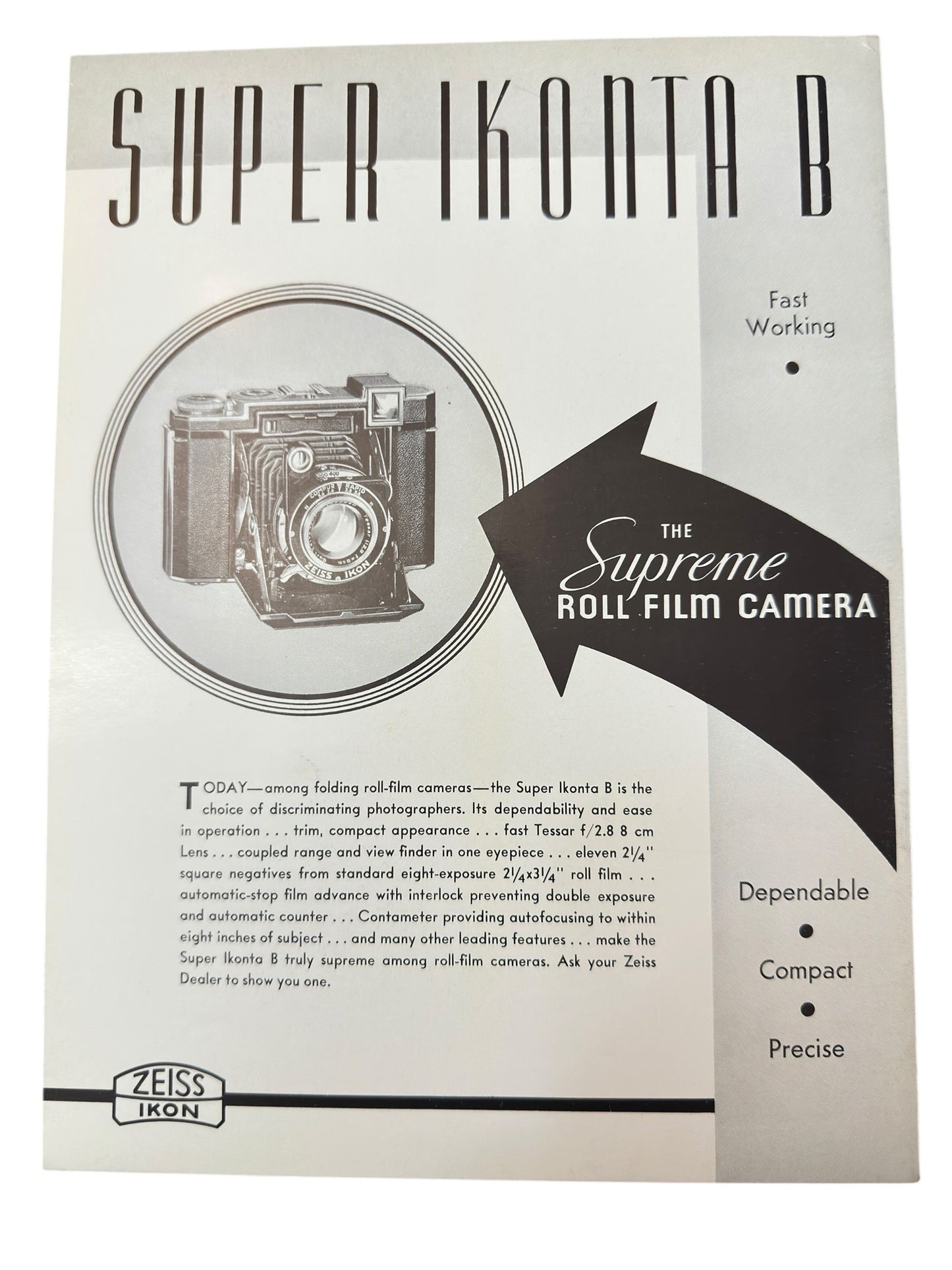 Vintage Zeiss Magazine April 1939 Pre-War Photography Super Ikonta B Ad