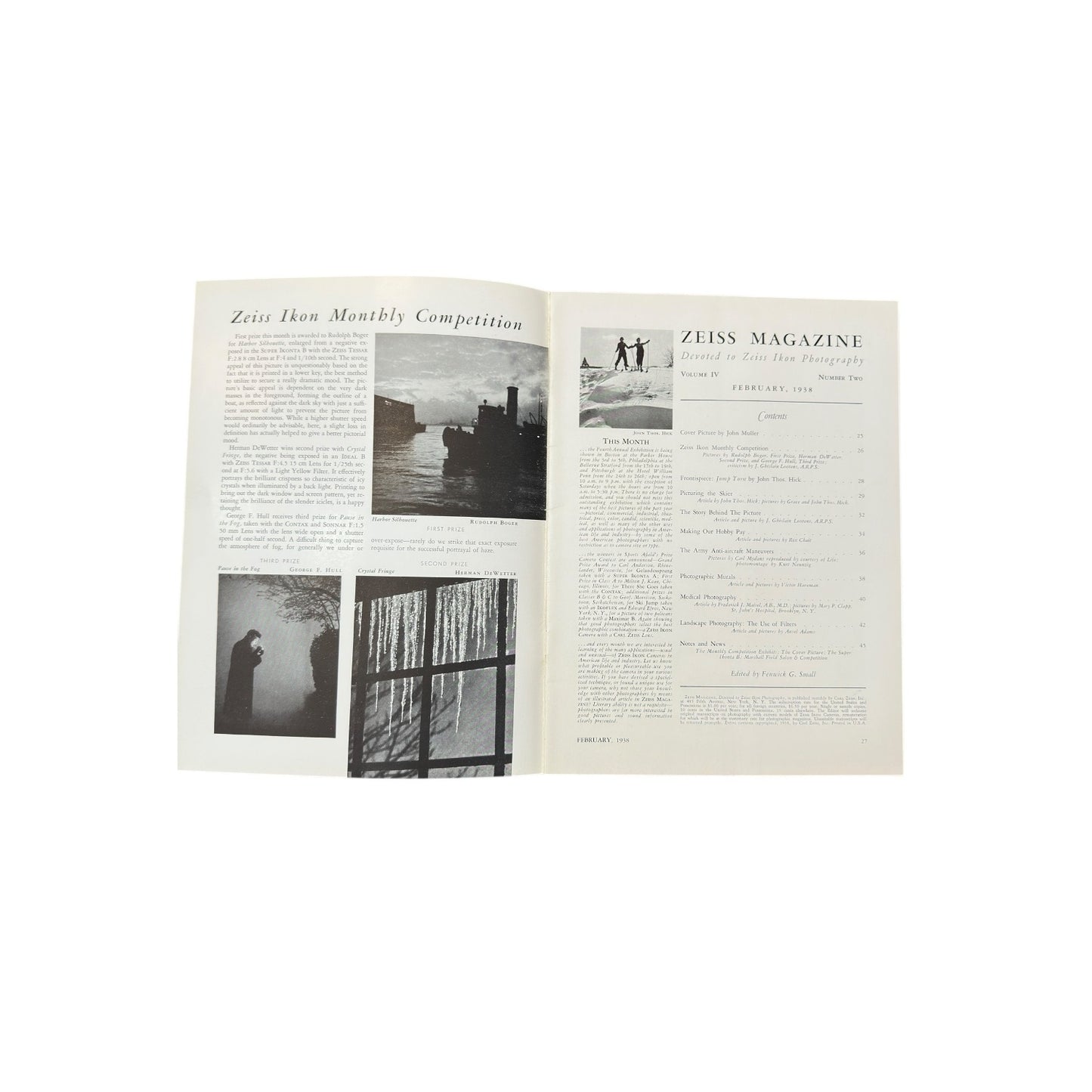 Vintage Zeiss Magazine Feb 1938 Super Ikonta B Ad, Art Deco Photography
