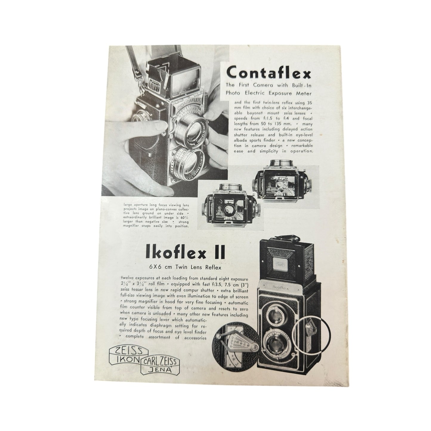 Vintage Zeiss Magazine April 1936 Contaflex & Ikoflex II Camera Ads