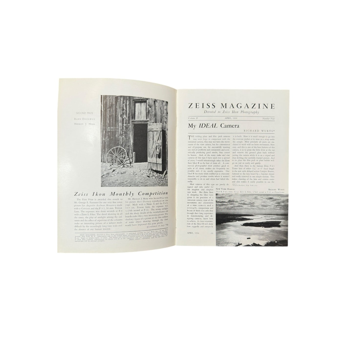 Vintage Zeiss Magazine April 1936 Contaflex & Ikoflex II Camera Ads