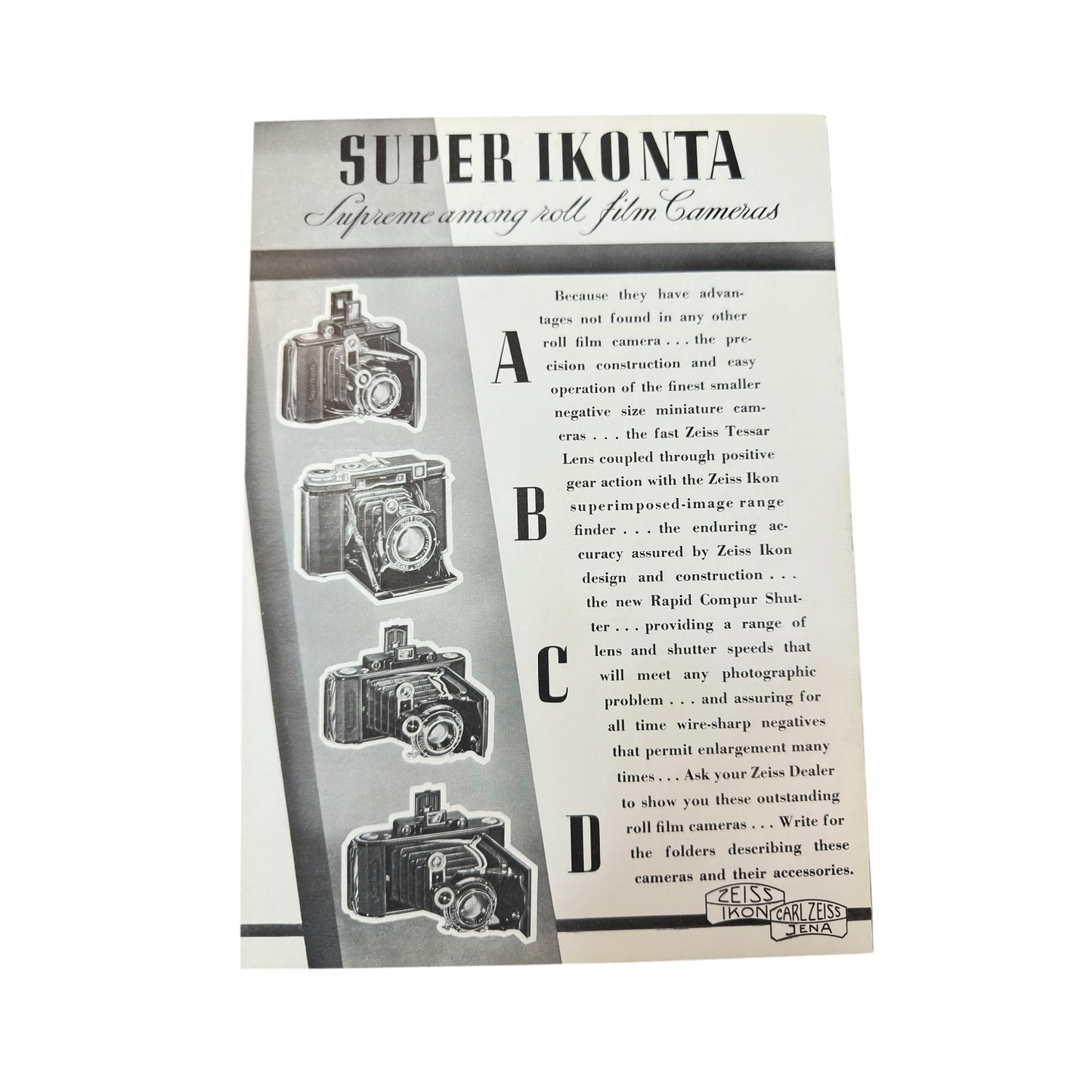 Rare 1937 Zeiss Magazine Vol 3 No 4, Super Ikonta Camera Ad, Pre-War Photo