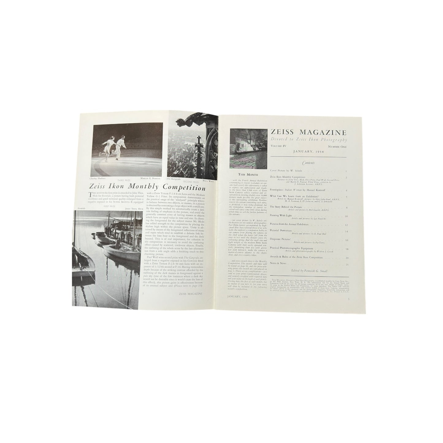 Vintage Zeiss Magazine January 1938 Vol 4 No 1 Skiing Cover Photography