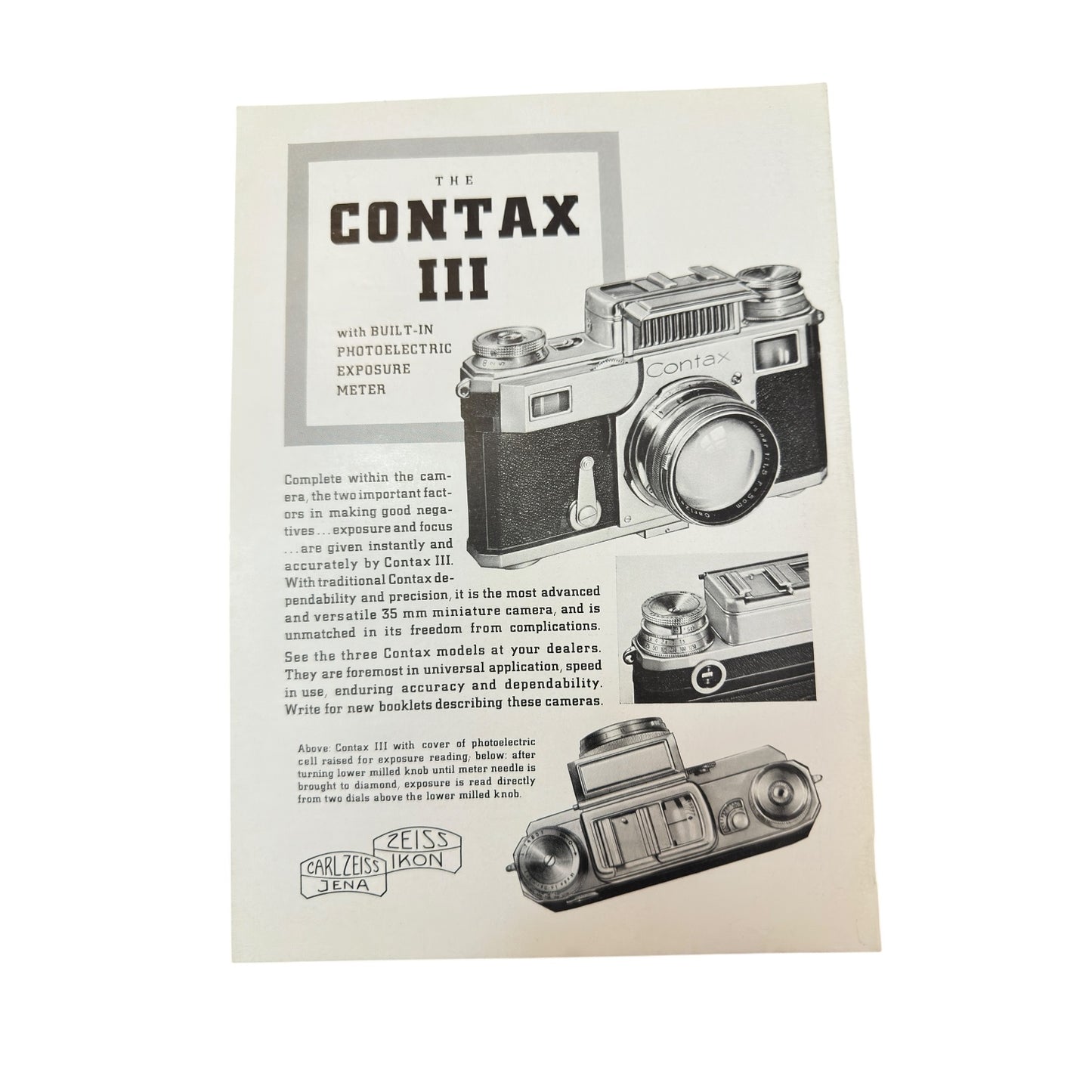 1936 Zeiss Magazine Clown Cover & Contax III Ad | Vintage Photo Ephemera
