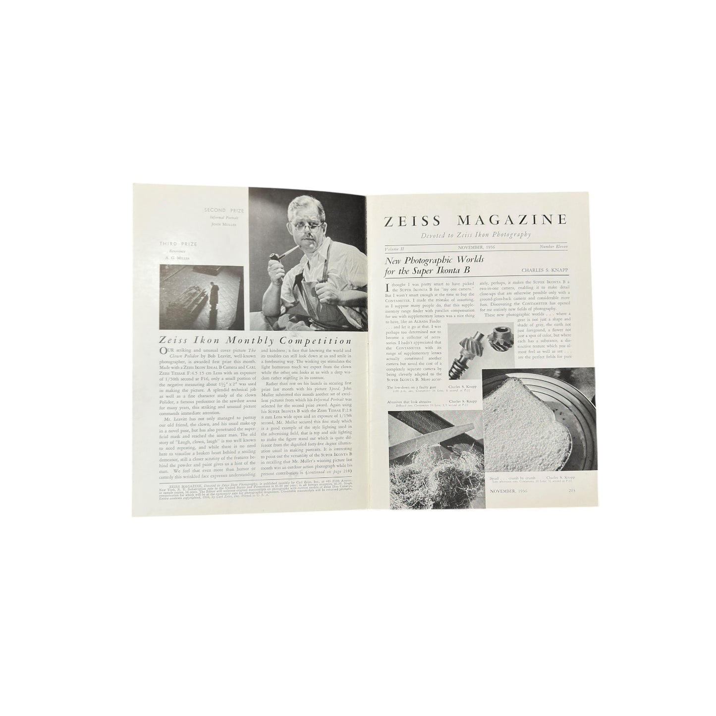 1936 Zeiss Magazine Clown Cover & Contax III Ad | Vintage Photo Ephemera