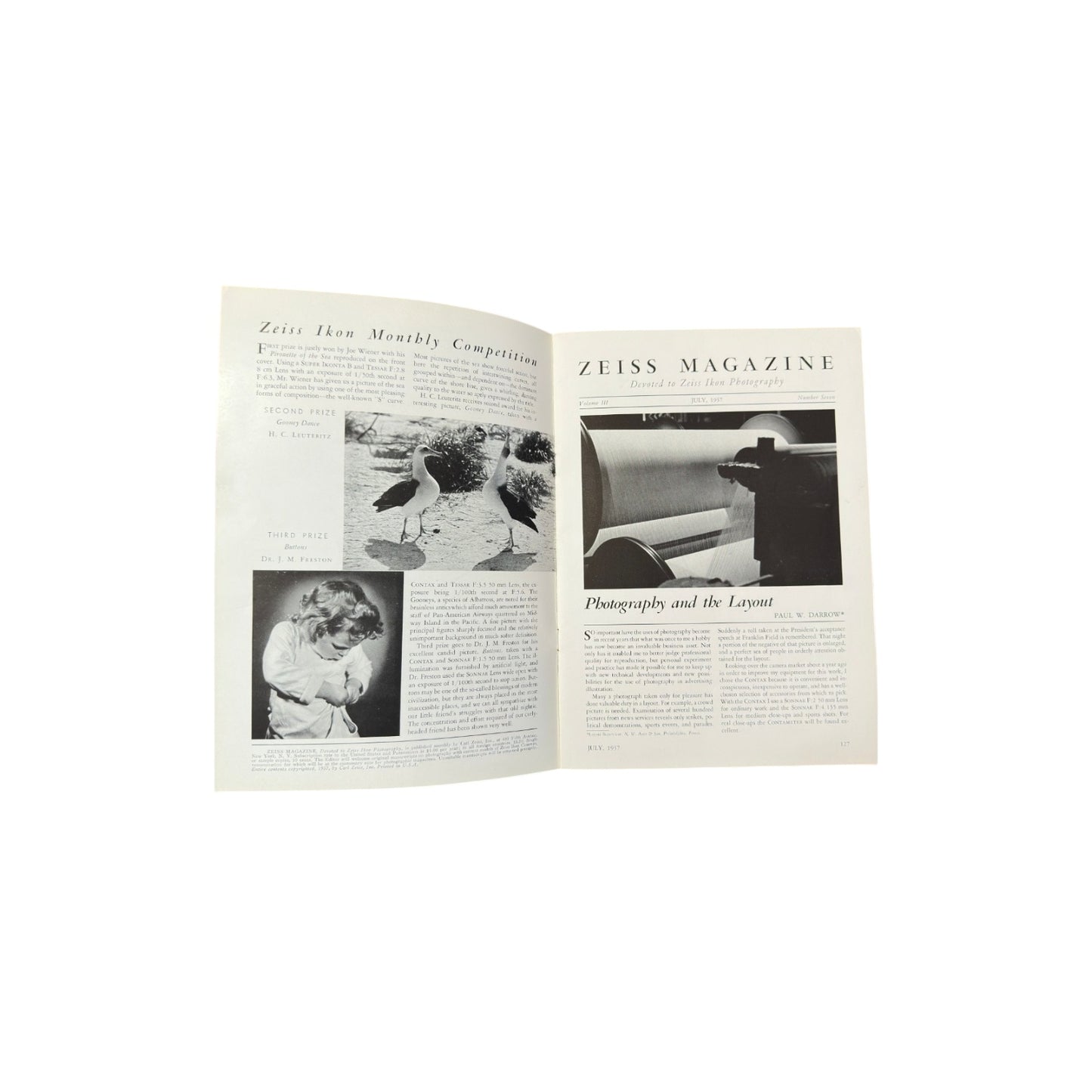 Vintage Zeiss Magazine July 1938 Vol 3 No 7 Photography Camera Ephemera
