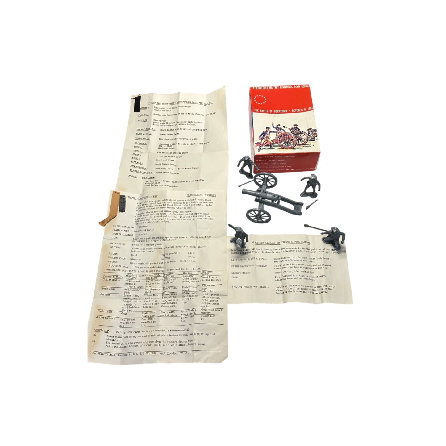Vintage Strombecker Battle of Yorktown 54mm Metal Soldier Kit CIB 1960s