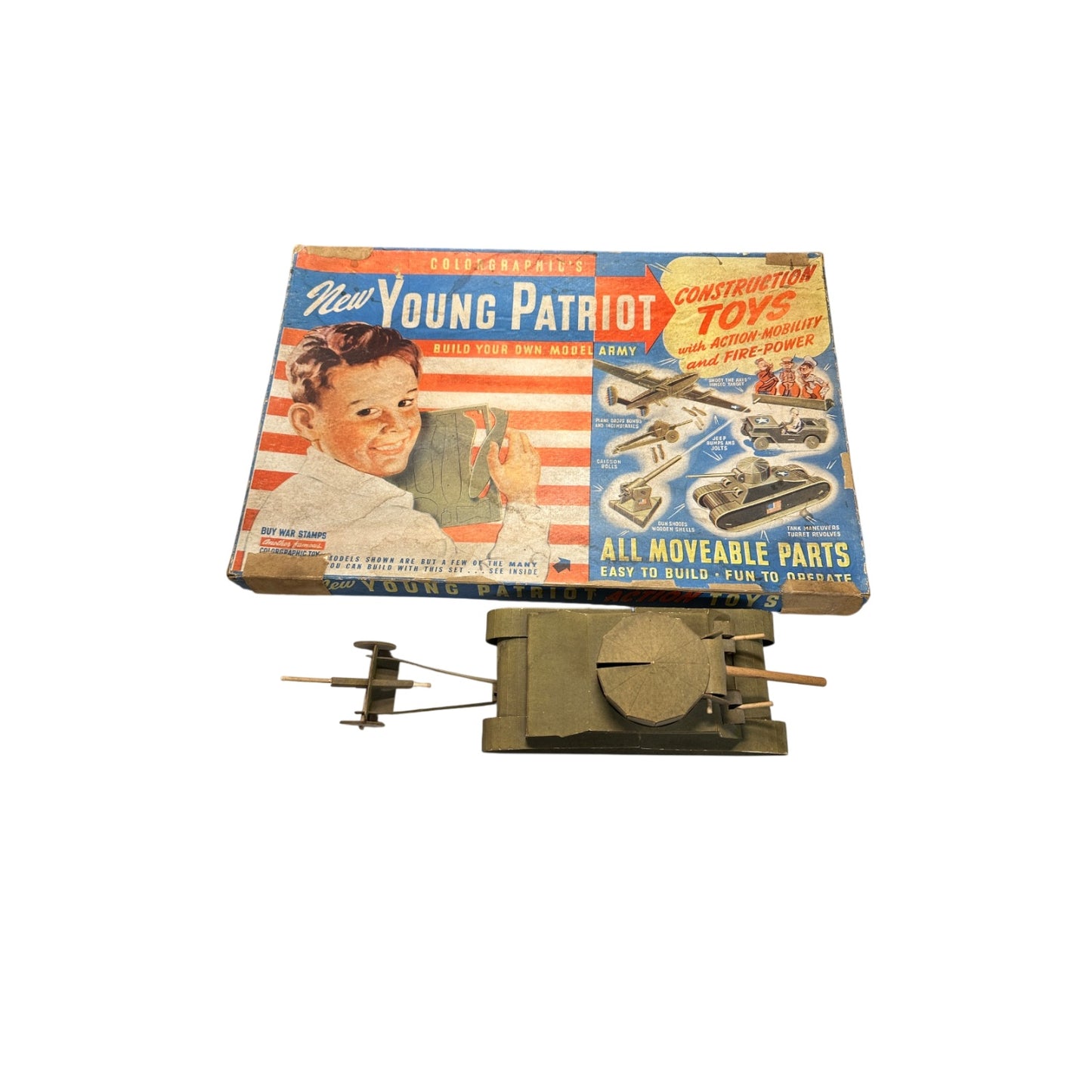 WWII Young Patriot Army Toy Set Colorgraphic 1940s Cardboard Model Kit