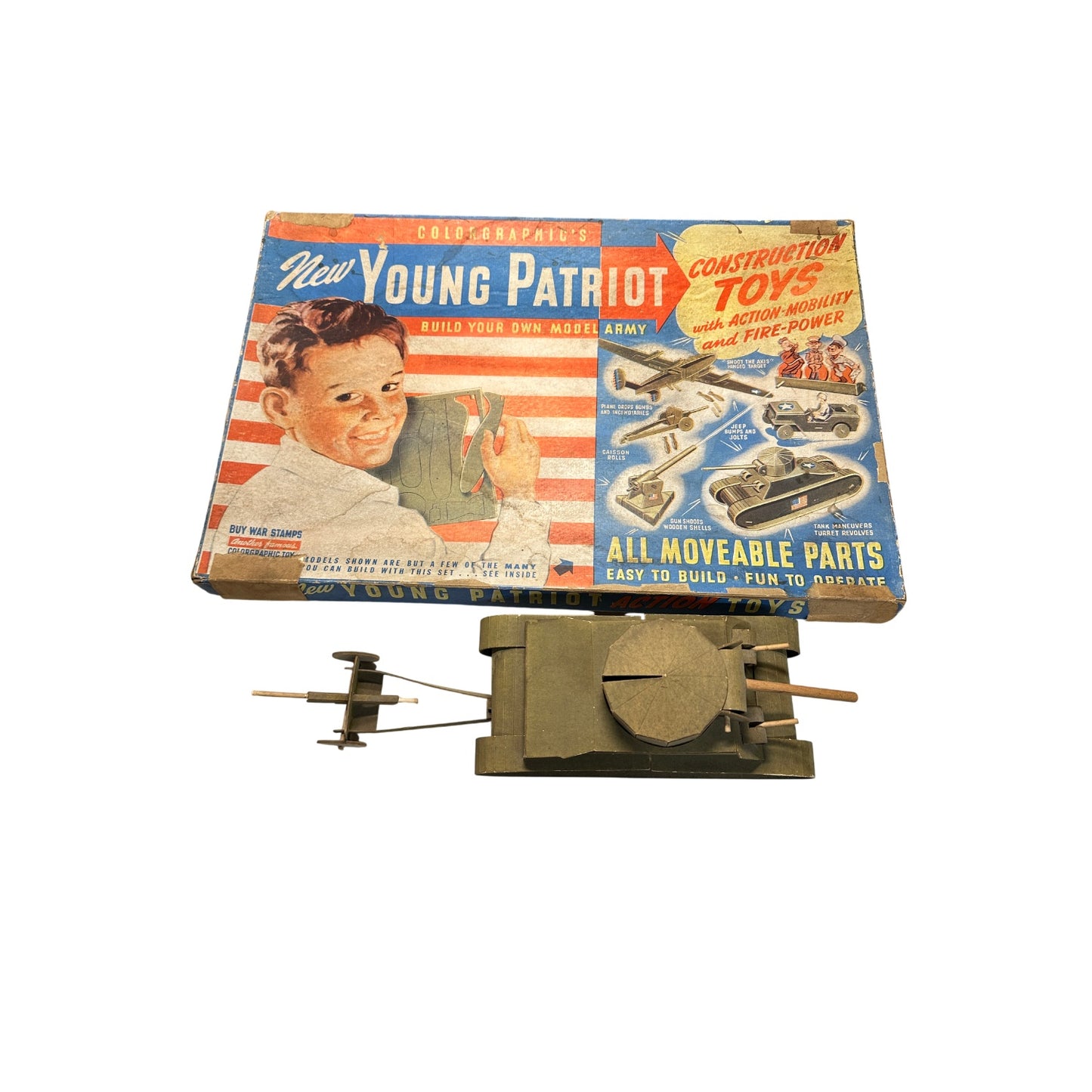 WWII Young Patriot Army Toy Set Colorgraphic 1940s Cardboard Model Kit