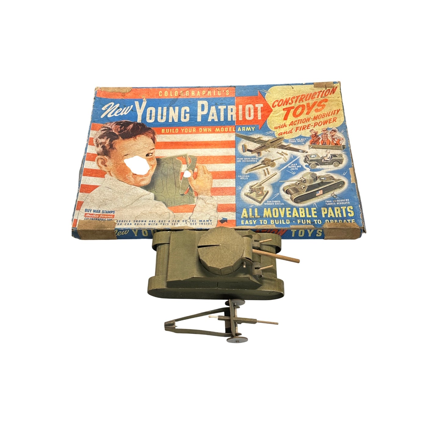 WWII Young Patriot Army Toy Set Colorgraphic 1940s Cardboard Model Kit