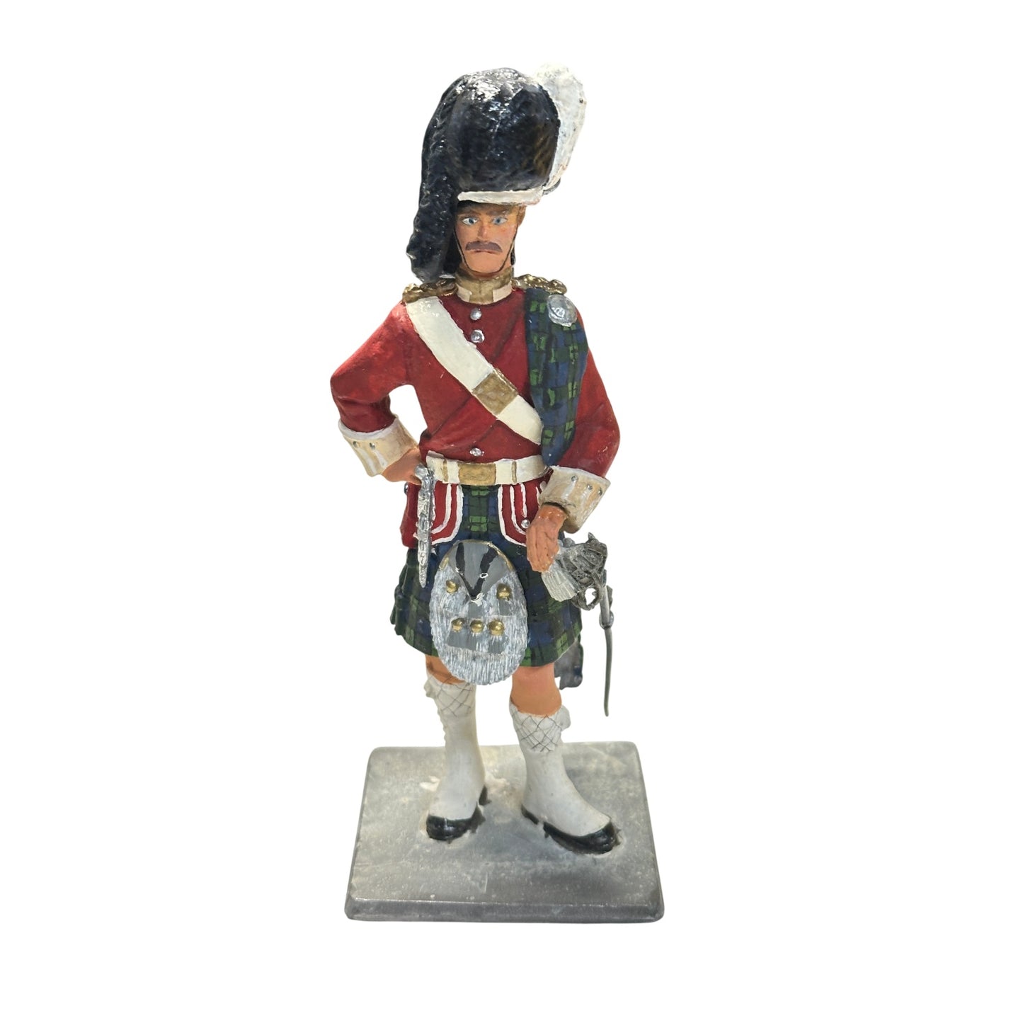 Vintage Scottish Highlander Officer Metal Soldier Figurine Hand-Painted 5.5"