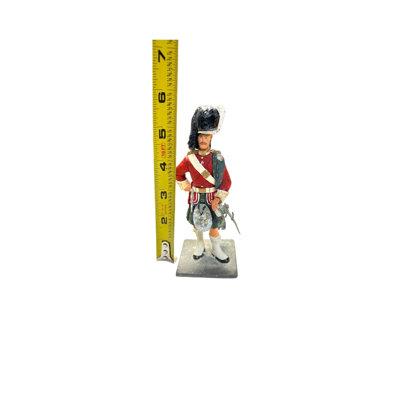 Vintage Scottish Highlander Officer Metal Soldier Figurine Hand-Painted 5.5"