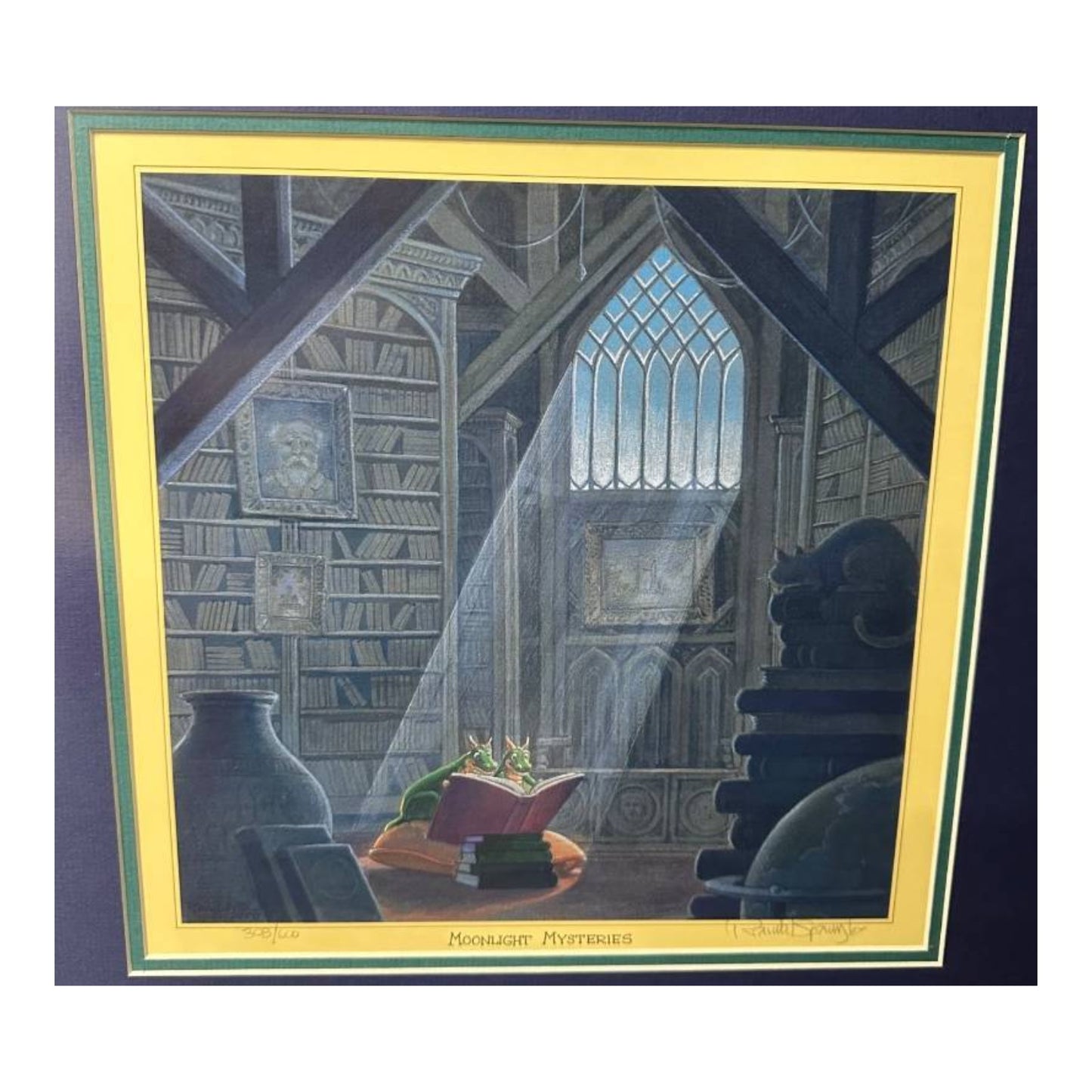 Randal Spangler 'Moonlight Mysteries' Framed LE Print 308/600 Fantasy Dragon Art
