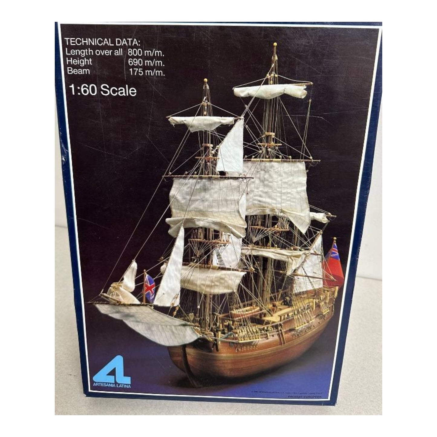 Vintage Artesania Latina HMS Endeavour 1:60 Wood Ship Model Kit Unstarted