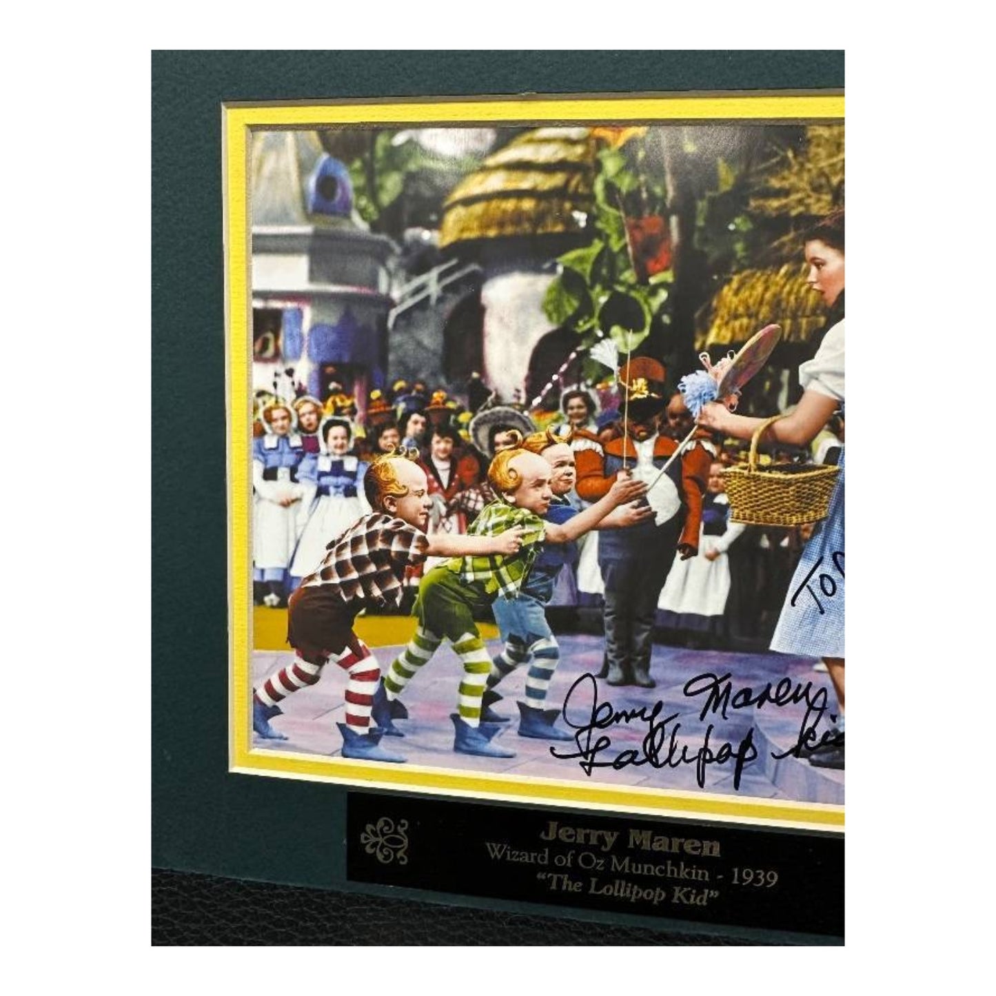 Jerry Maren Signed Wizard of Oz "Lollipop Kid" Matted Photo Autograph