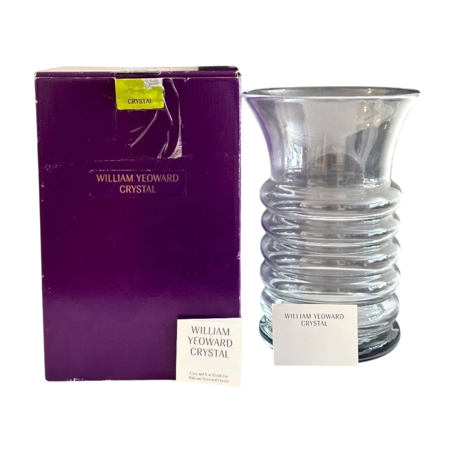 William Yeoward Henrietta Ribbed Crystal Vase 8" English Art Glass w/ Box