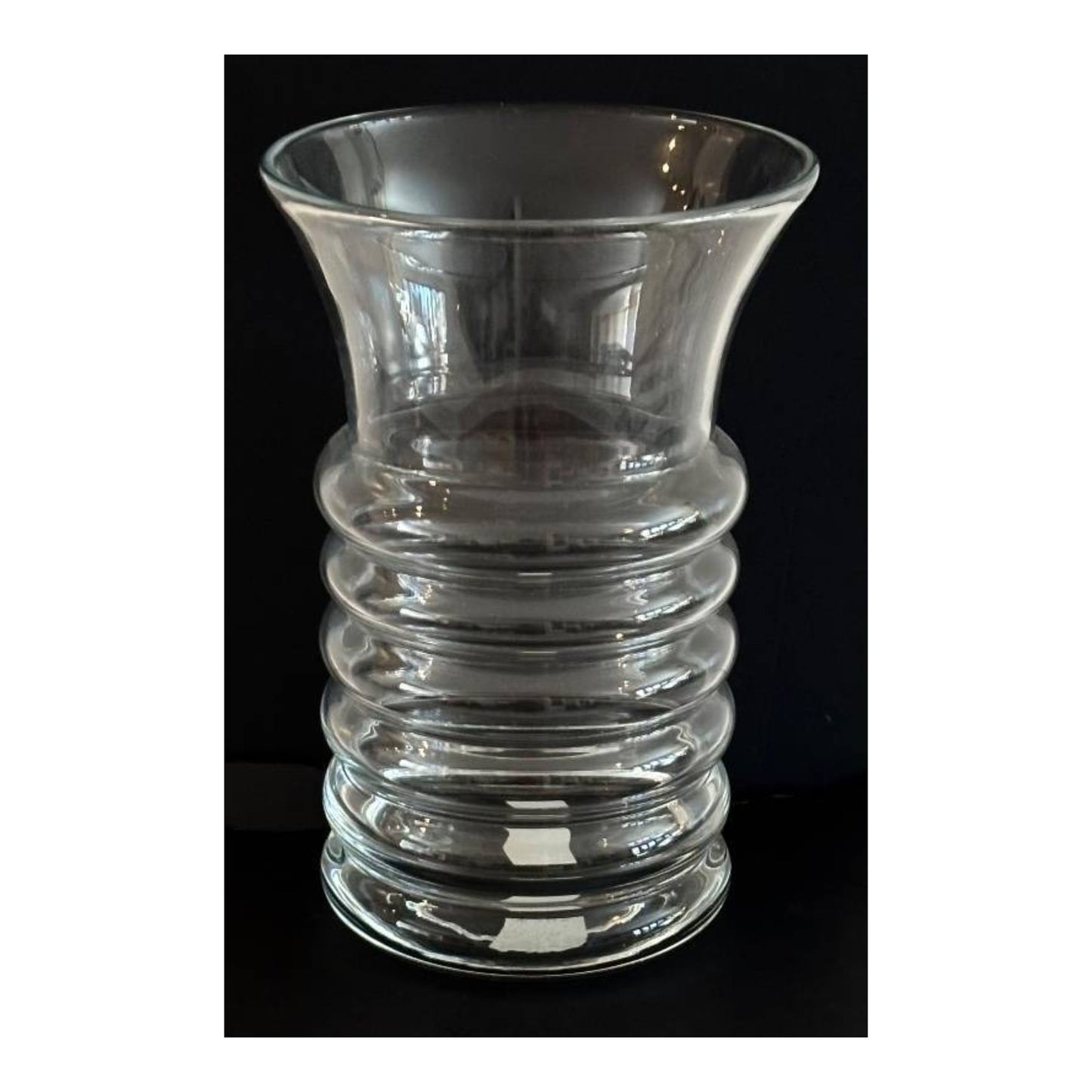 William Yeoward Henrietta Ribbed Crystal Vase 8" English Art Glass w/ Box