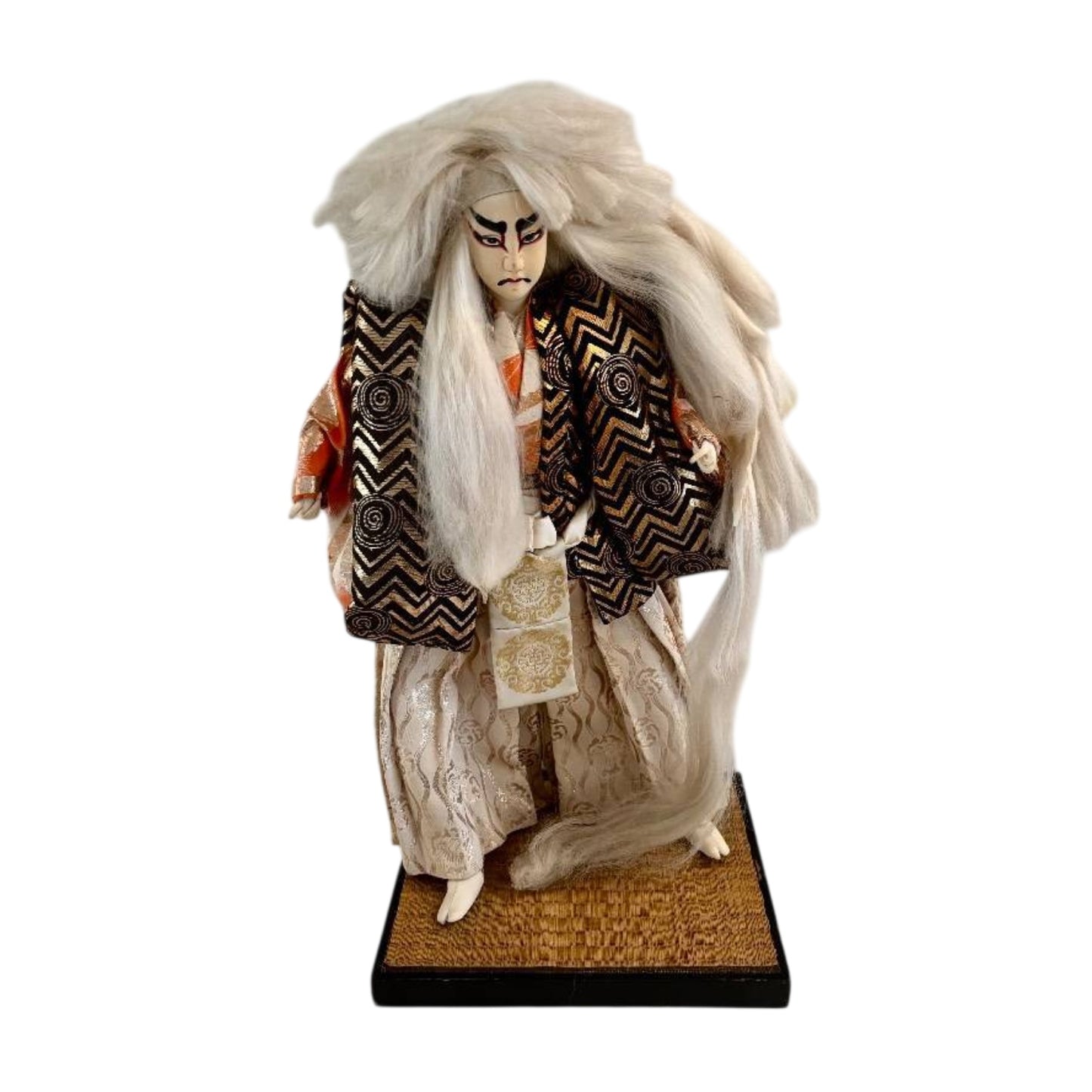 Dramatic 22" Japanese Kabuki Shakkyo Lion Doll Silk Brocade