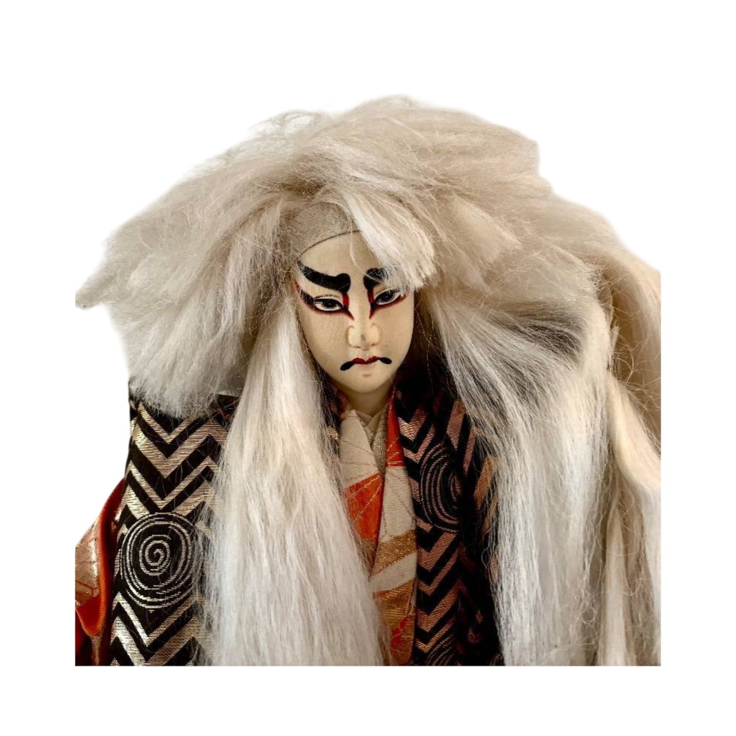Dramatic 22" Japanese Kabuki Shakkyo Lion Doll Silk Brocade