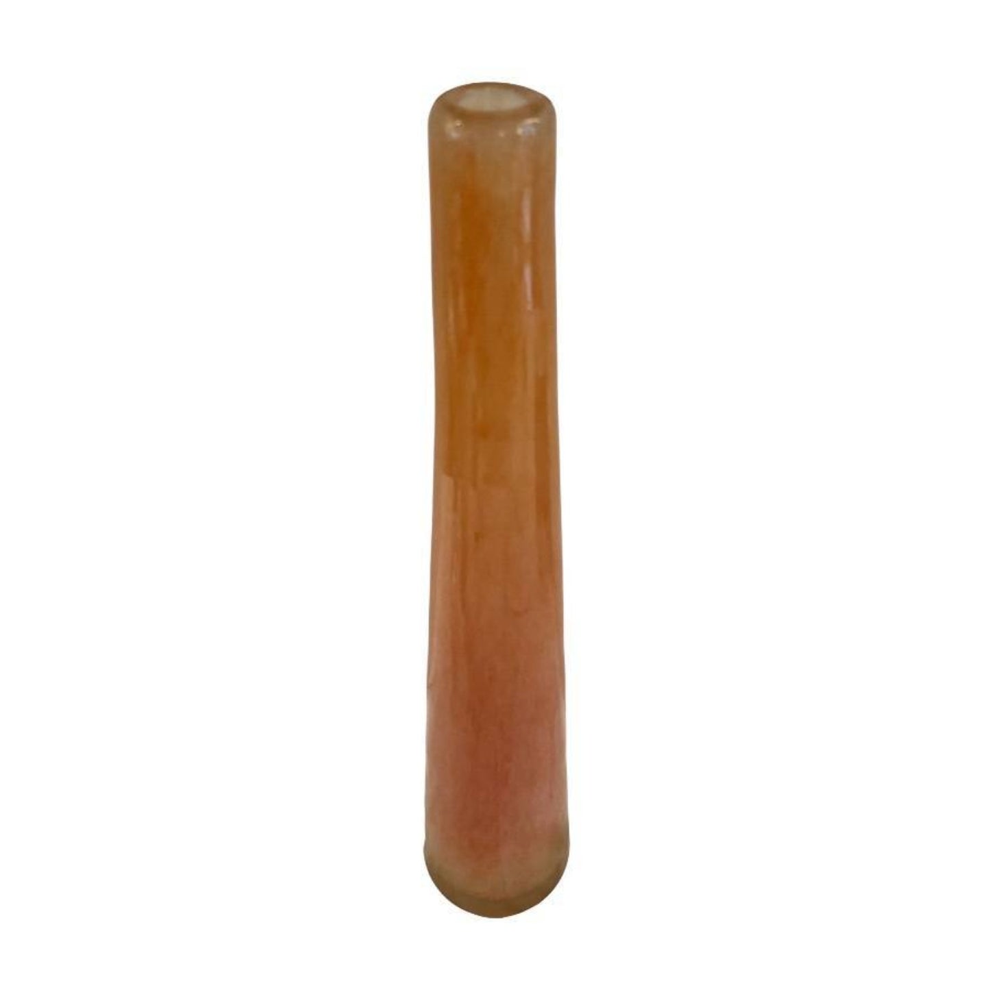 Signed Henry Dean Belgian Art Glass Vase Tall Conical Apricot Mottled Form