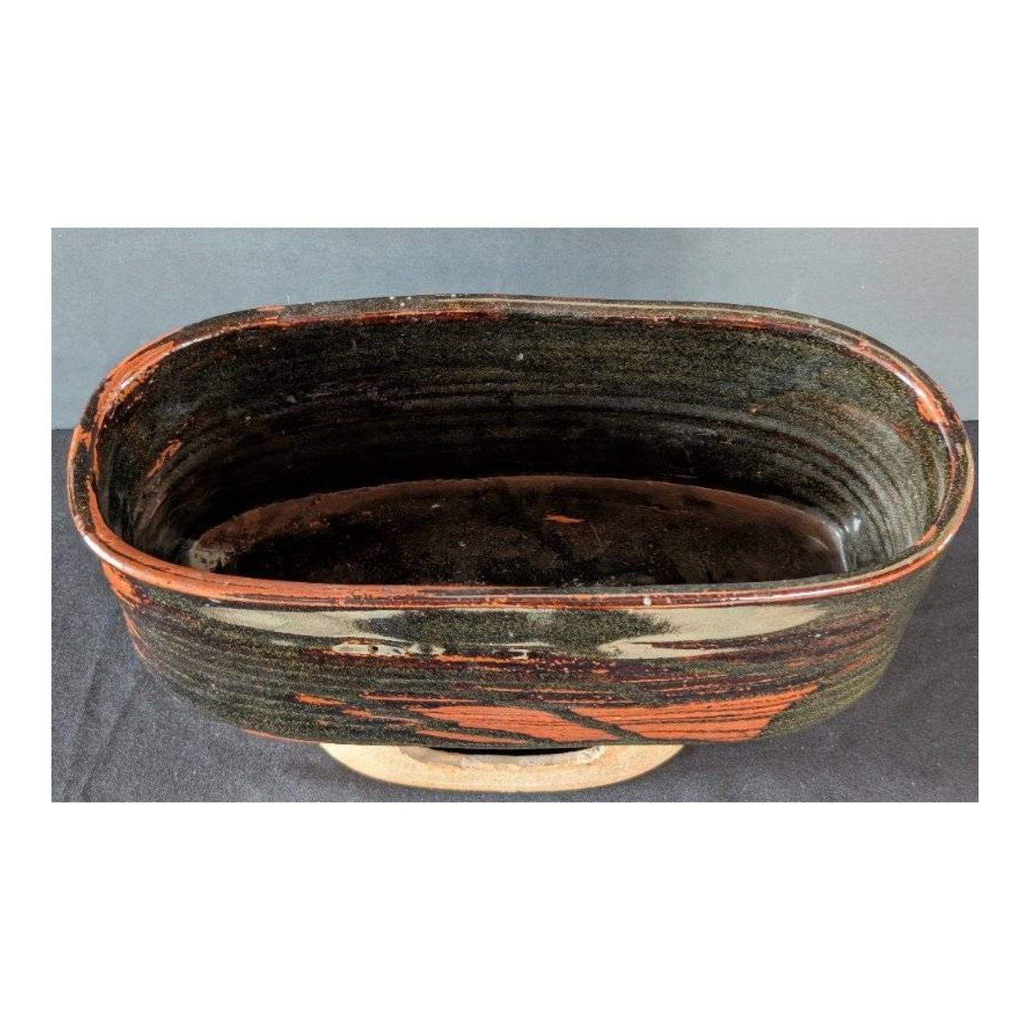 Vintage Brutalist Studio Pottery Footed Planter Bowl, Wabi Sabi Artisan Craft