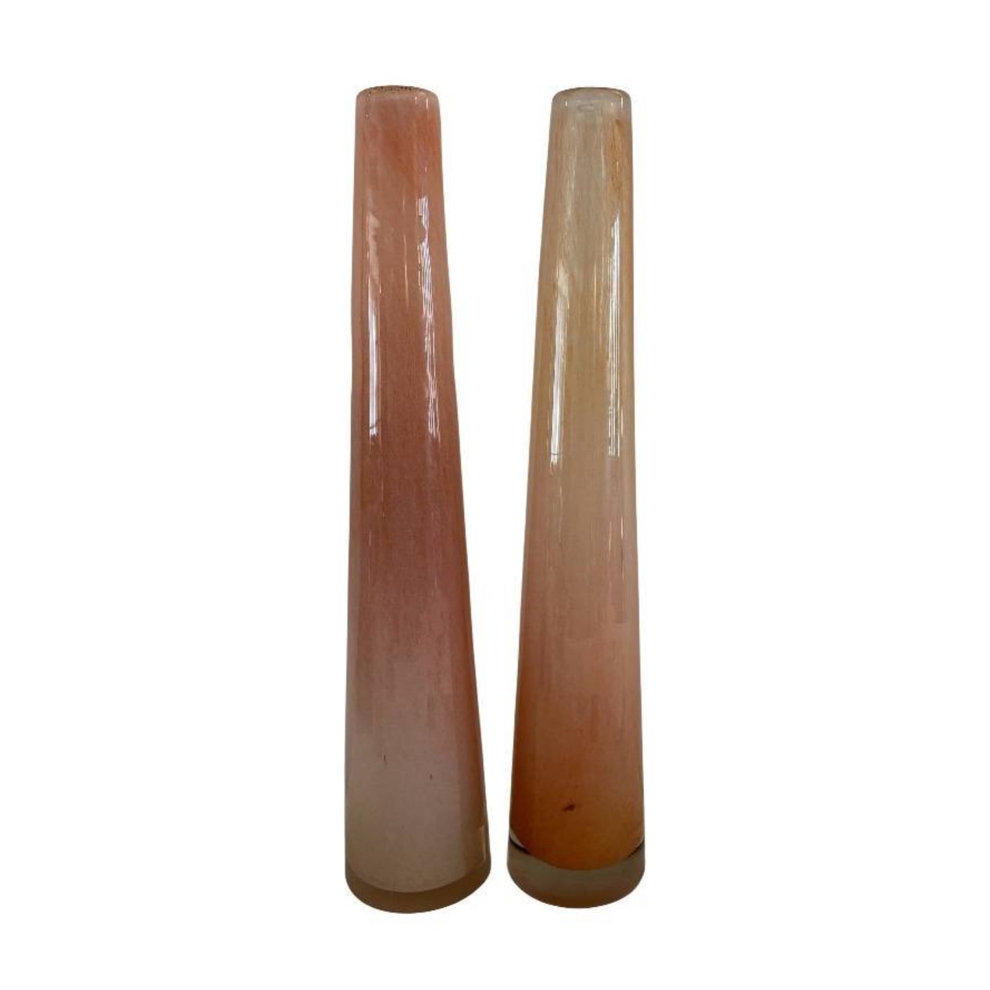 Signed Henry Dean Belgian Art Glass Conical Vases, Pair