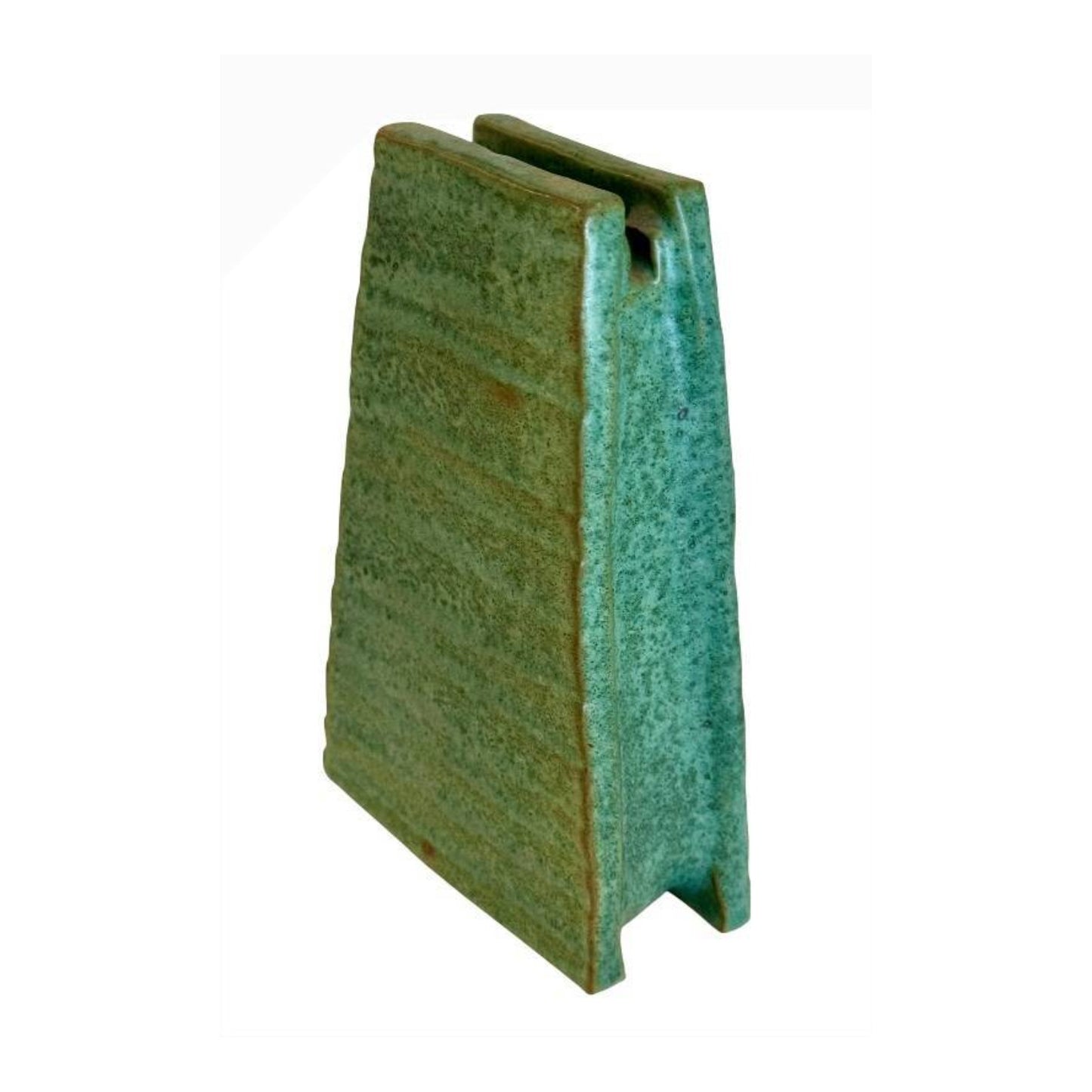 Jan McKeachie Johnston Studio Pottery Slab Vase Leach Hamada Style Green Glaze