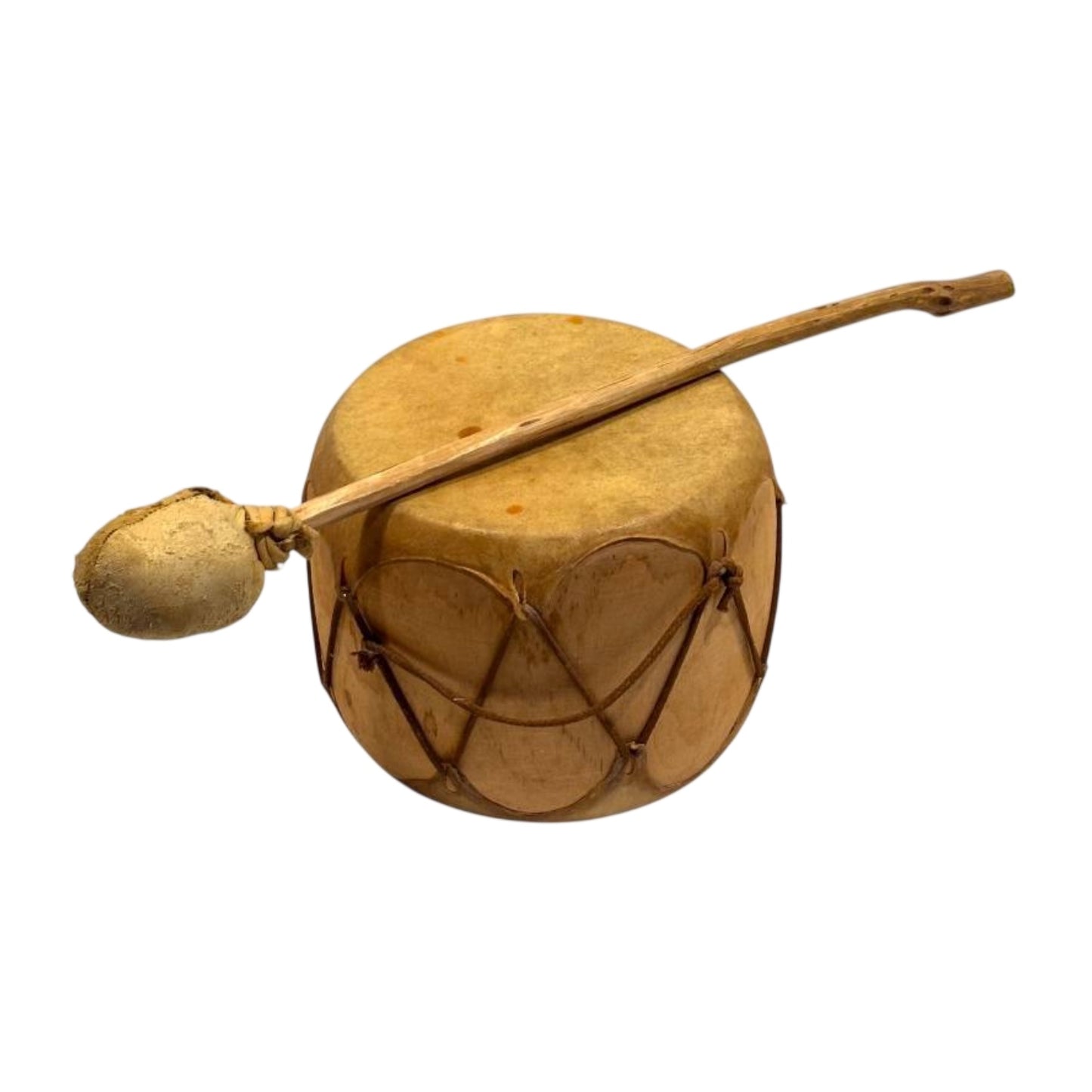 Vintage Native American Style Rawhide Hand Drum with Beater